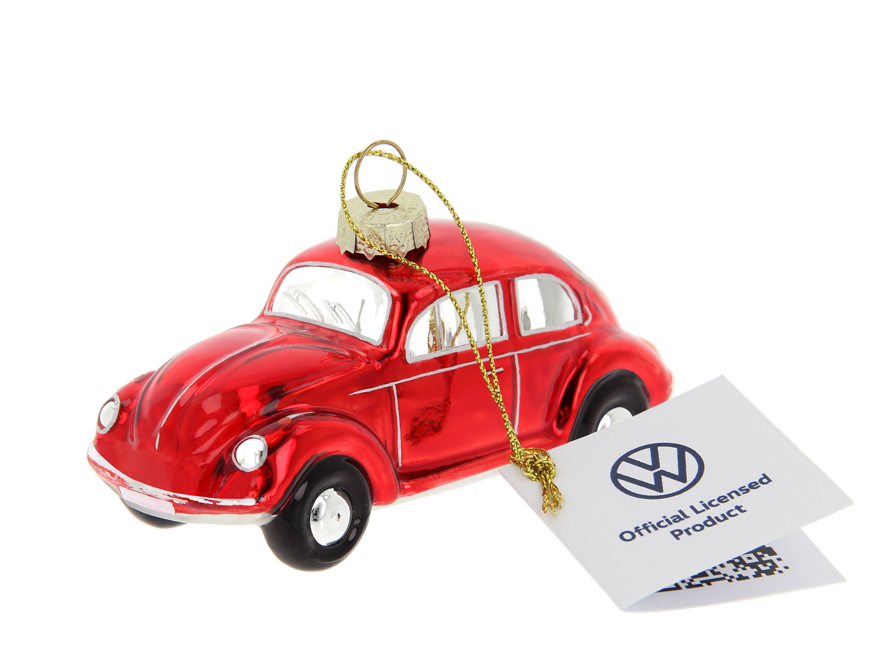 VW Beetle decorative pendant & glass Christmas ornament in gift box (Scale 1:40)