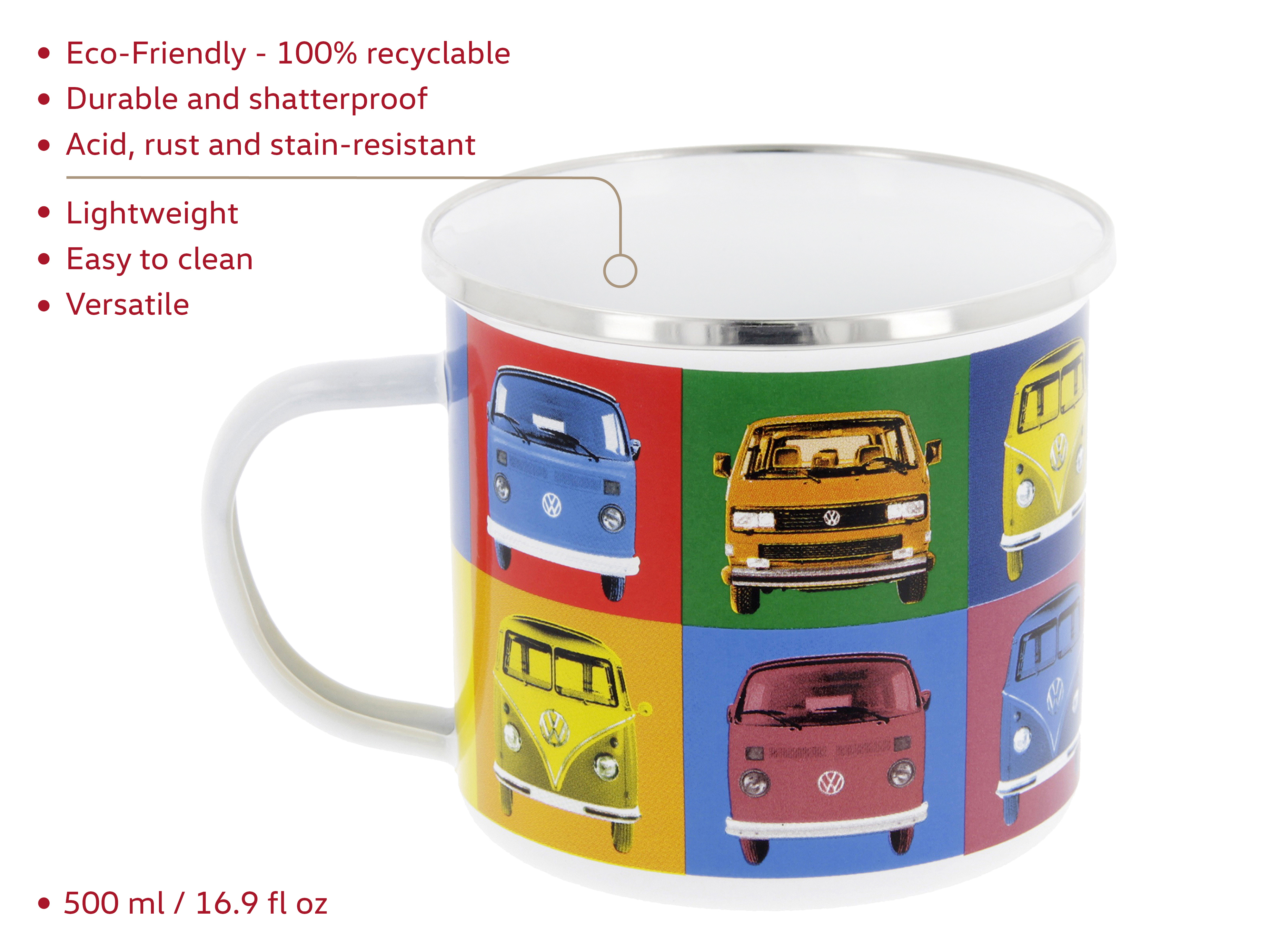 Taza VW T1 Bulli Bus esmaltada 500ml