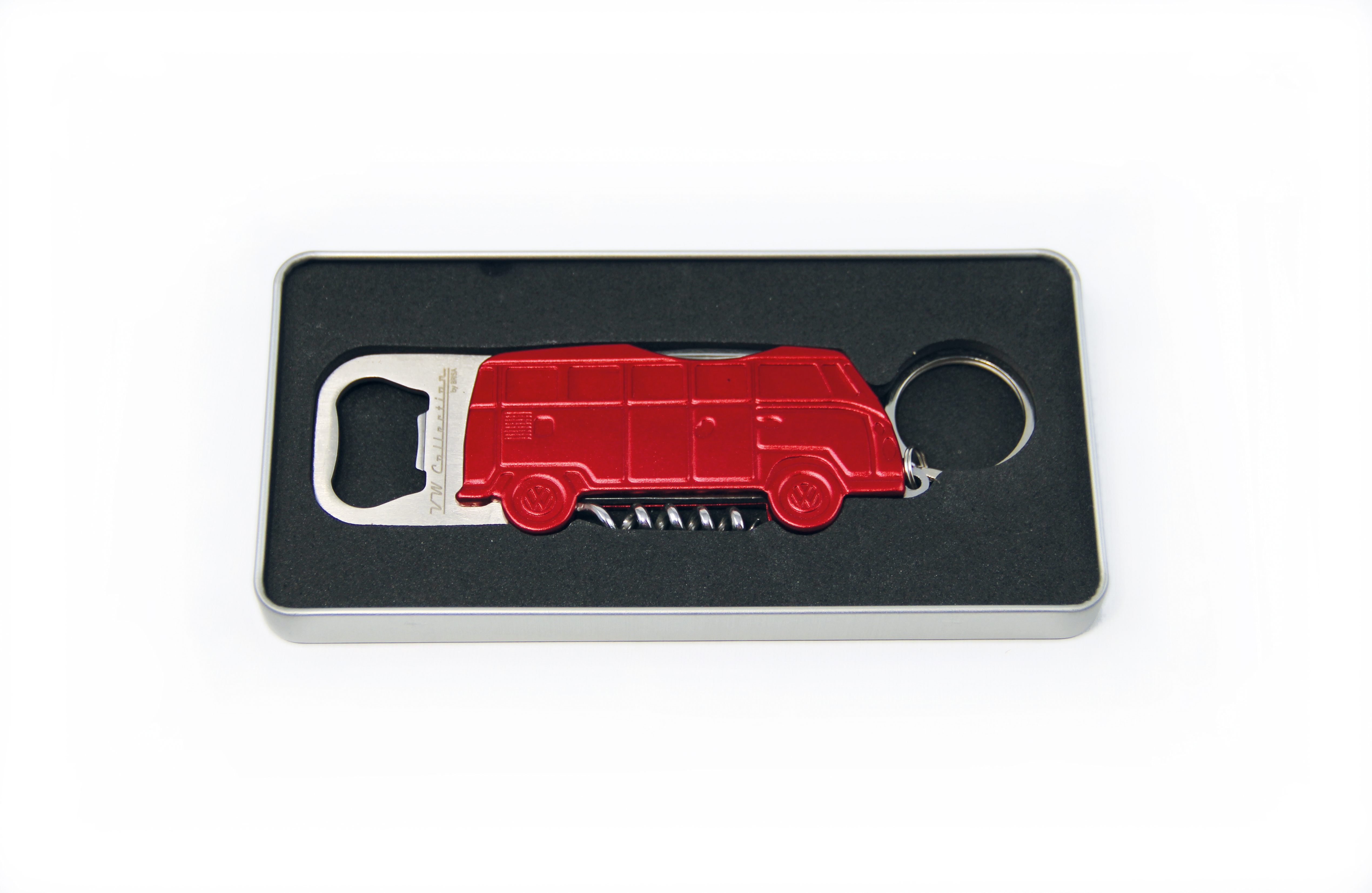 VW T1 Bulli Bus bottle opener in gift tin - red