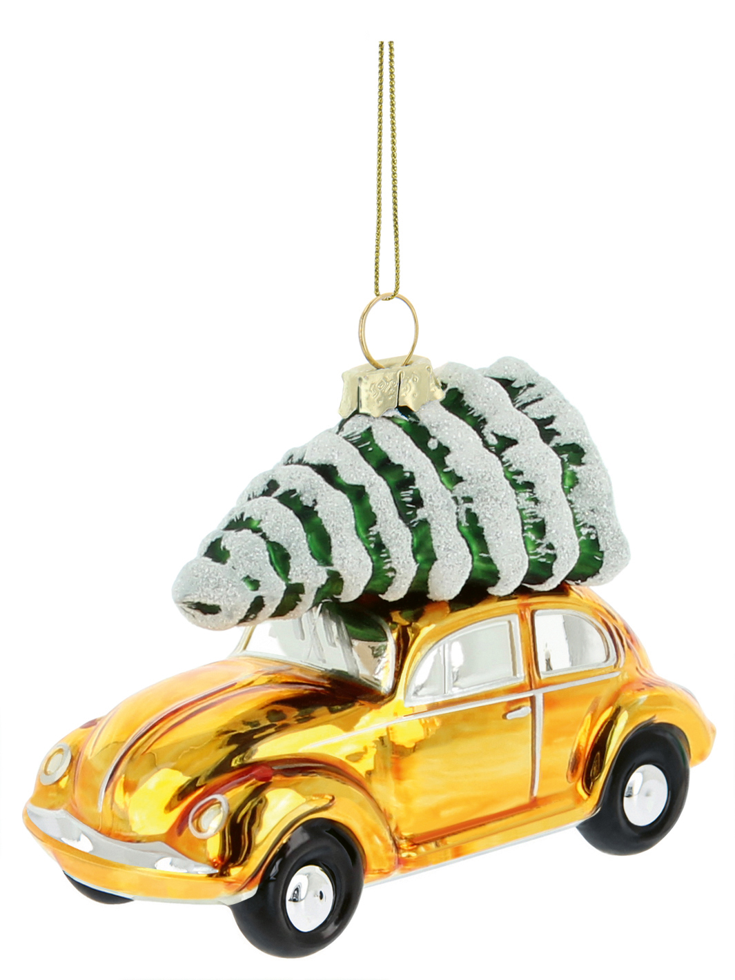 VW Beetle decorative pendant & glass Christmas ornament in gift box (Scale 1:40)