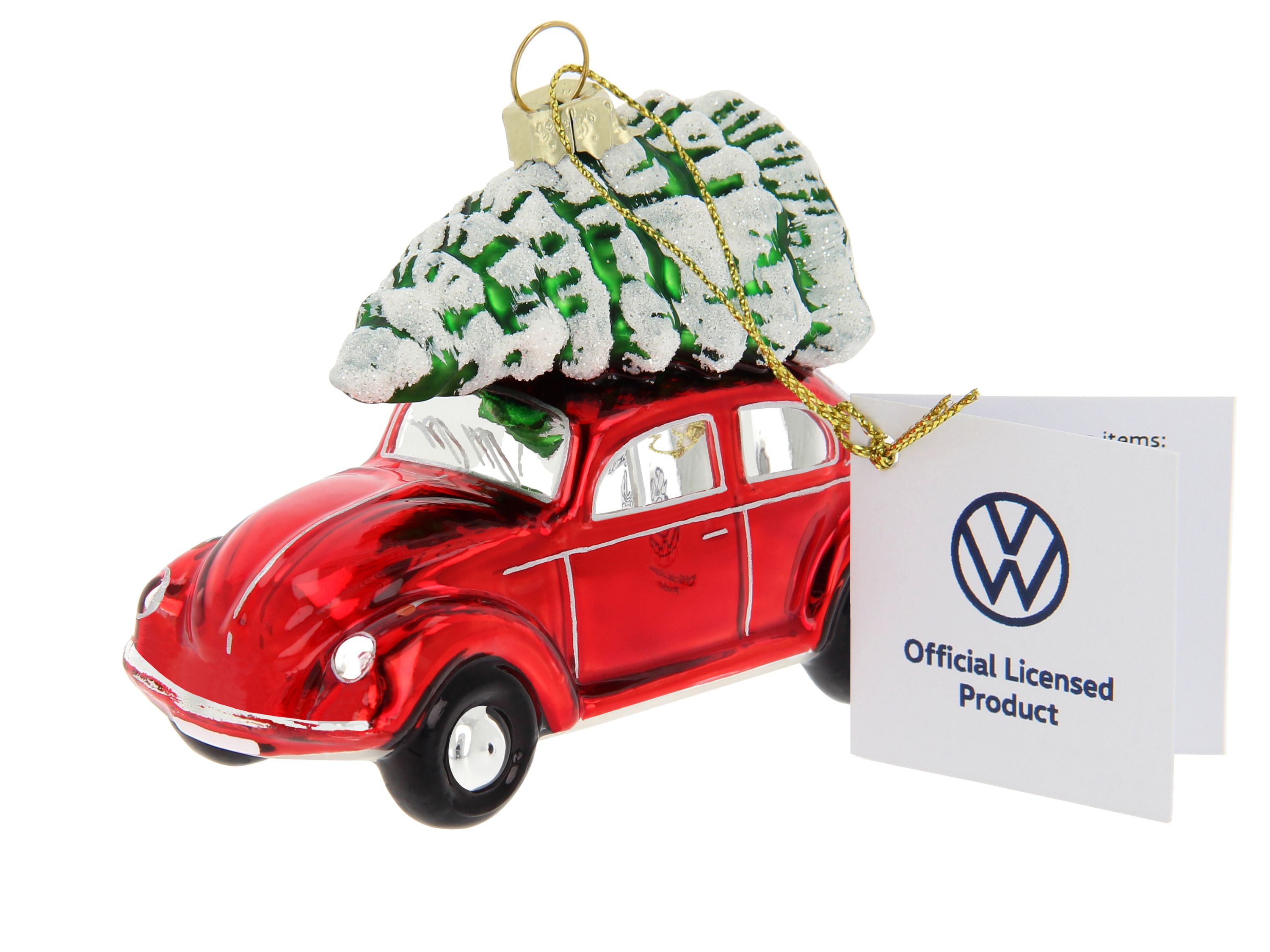 Colgante decorativo VW Escarabajo y adorno navideño de cristal en caja de regalo