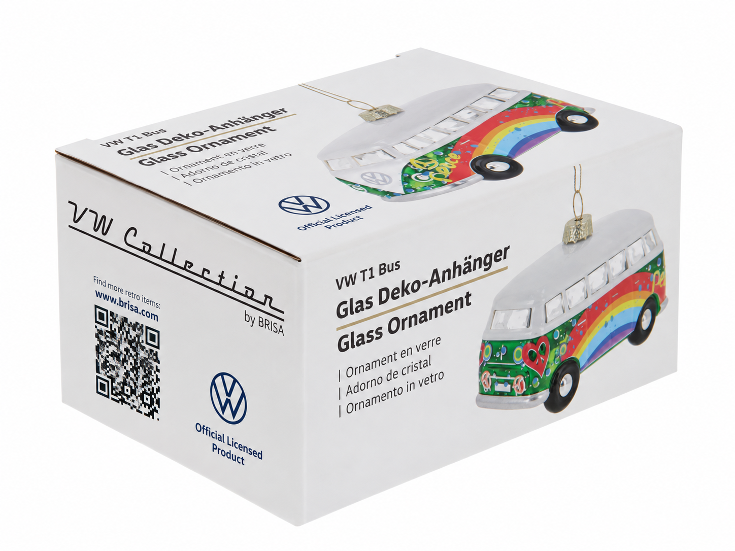 VW T1 Bulli Bus decorative pendant & glass Christmas ornament in gift box