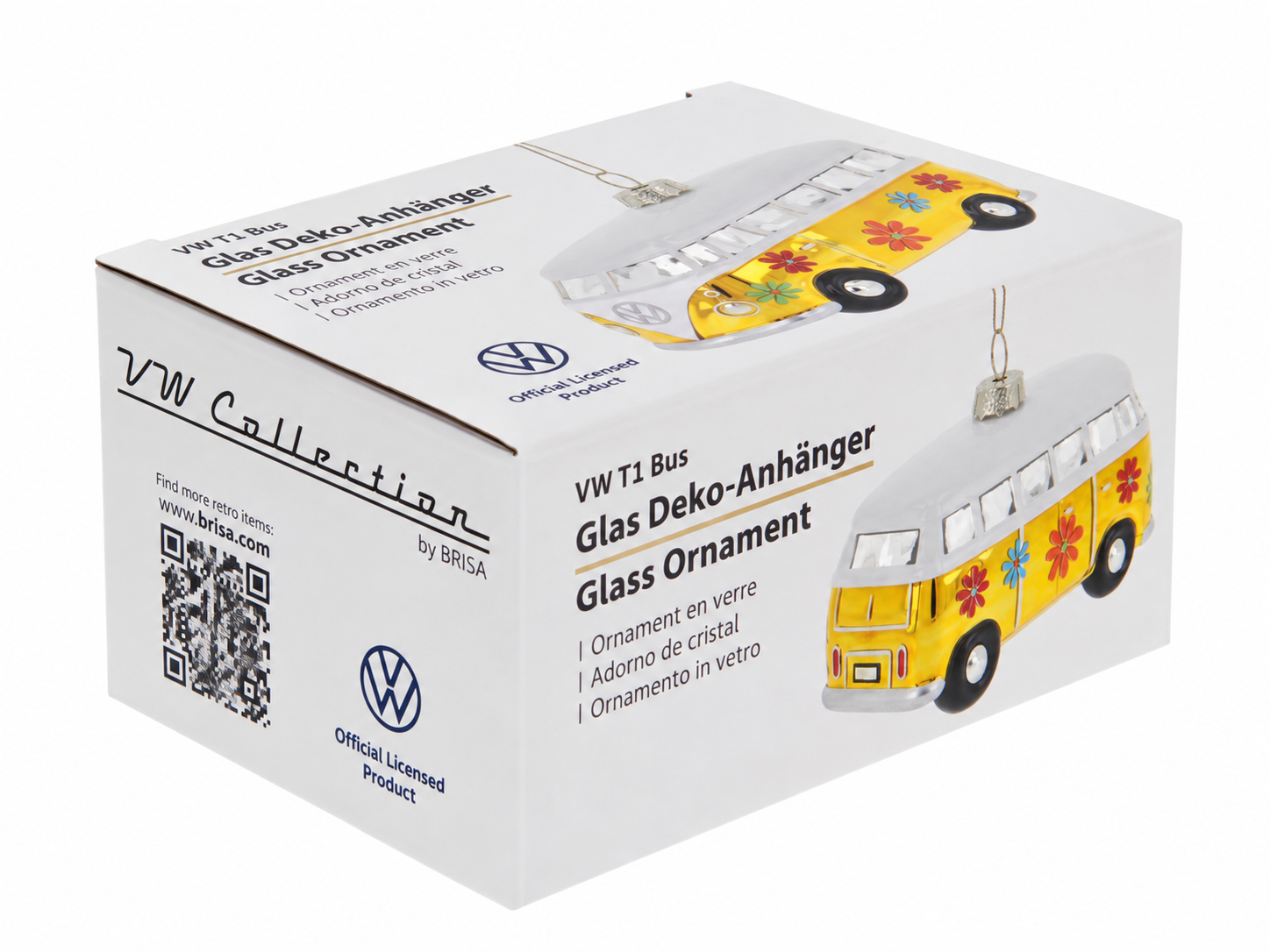 VW T1 Bulli Bus decorative pendant & glass Christmas ornament in gift box