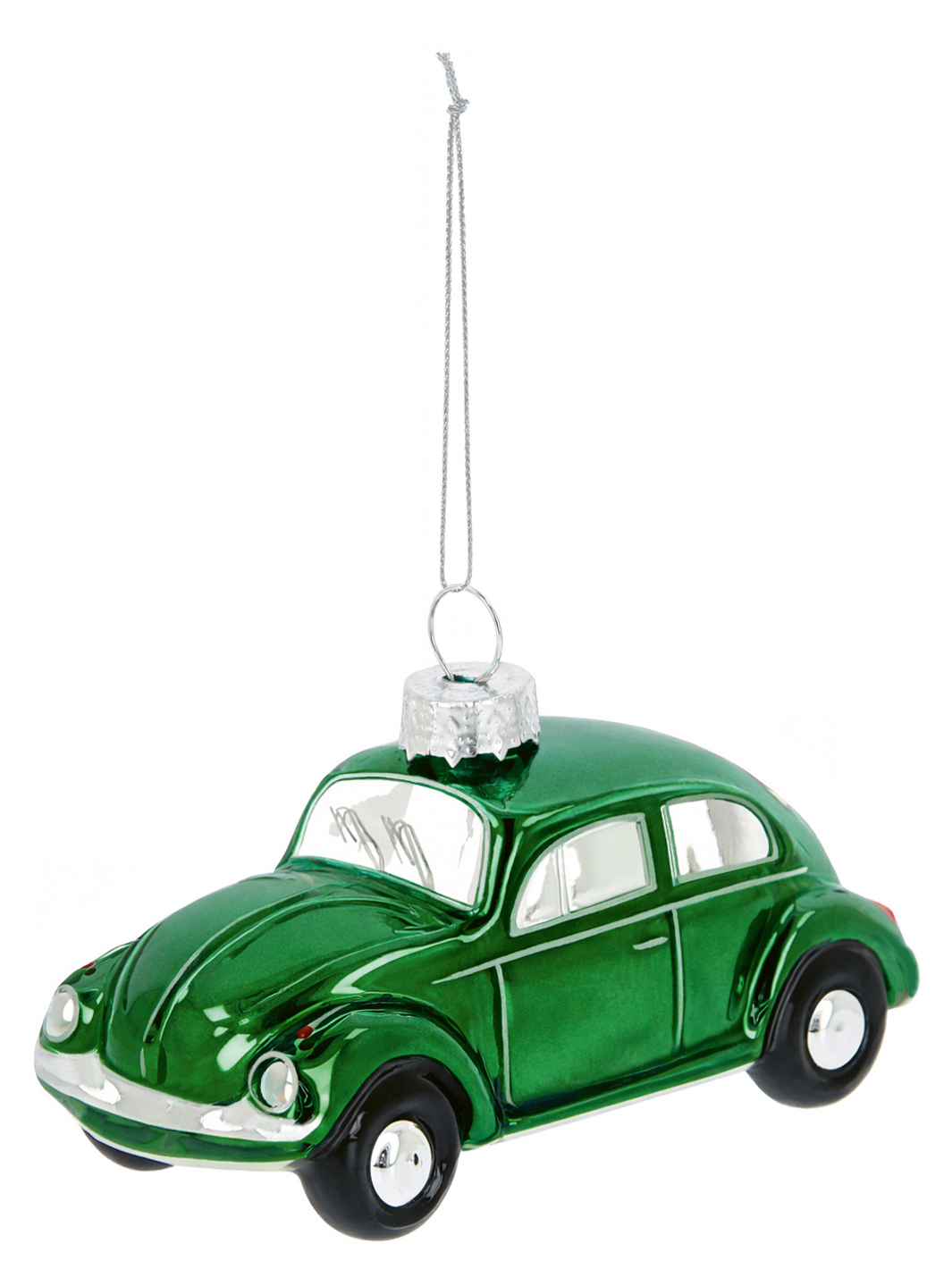 VW Beetle decorative pendant & glass Christmas ornament in gift box (Scale 1:40)