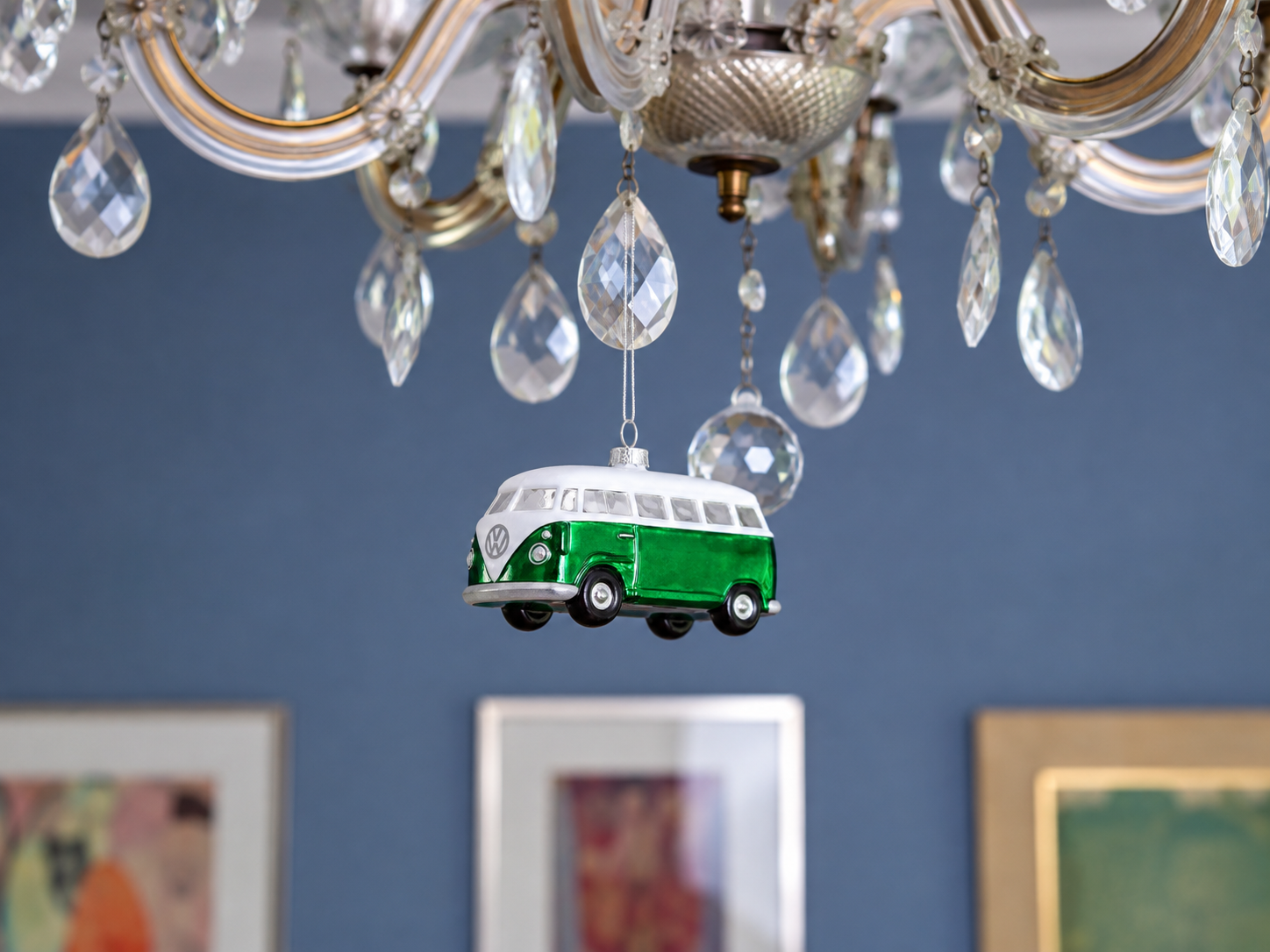VW T1 Bulli Bus decorative pendant & glass Christmas ornament in gift box