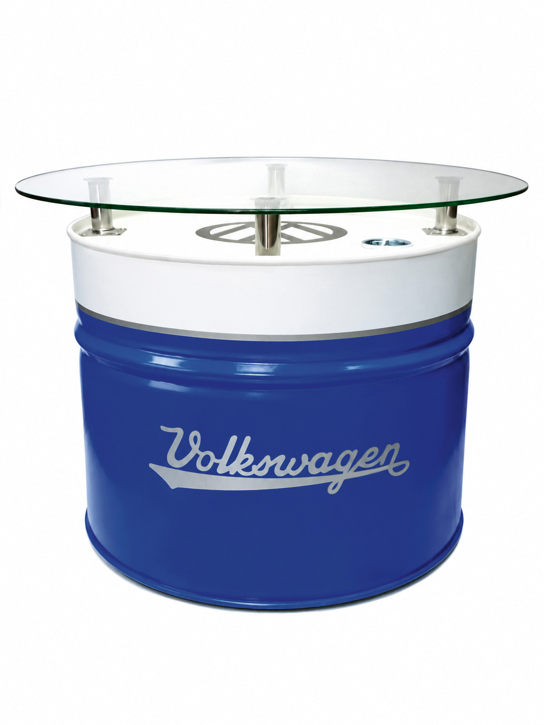 VW T1 Bus oil barrel table in vintage look (red/white or blue/white)
