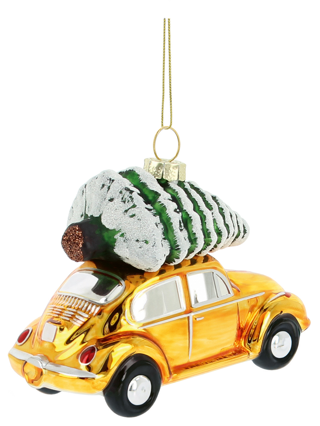 VW Beetle decorative pendant & glass Christmas ornament in gift box (Scale 1:40)