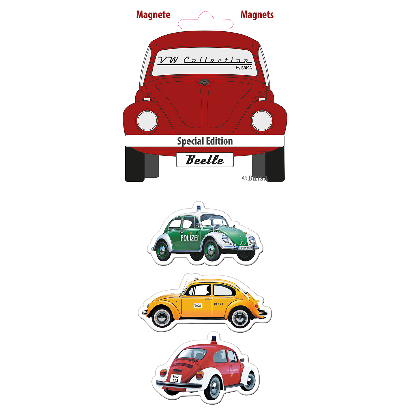 VW Beetle magnet set of 3