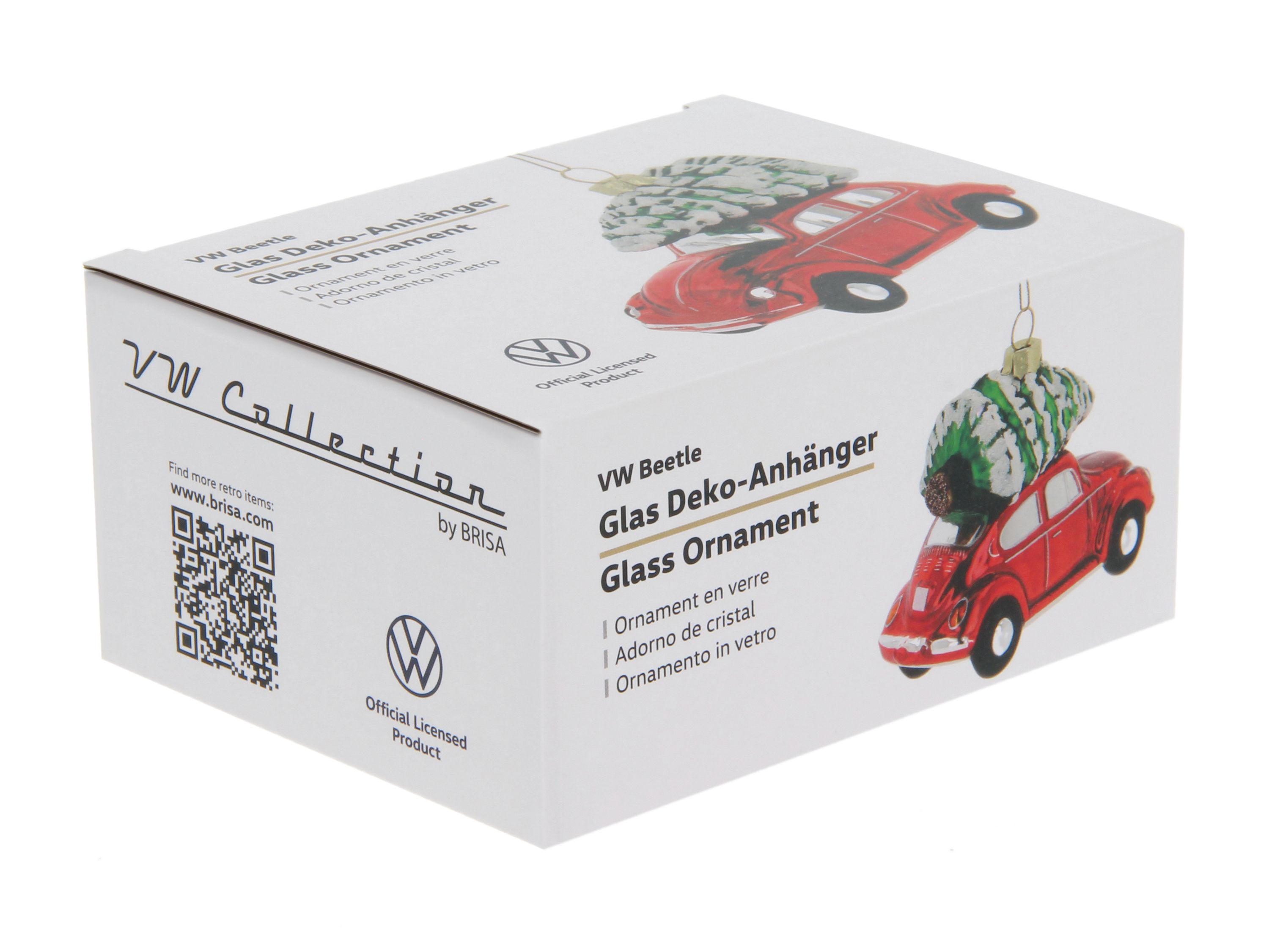 Colgante decorativo VW Escarabajo y adorno navideño de cristal en caja de regalo