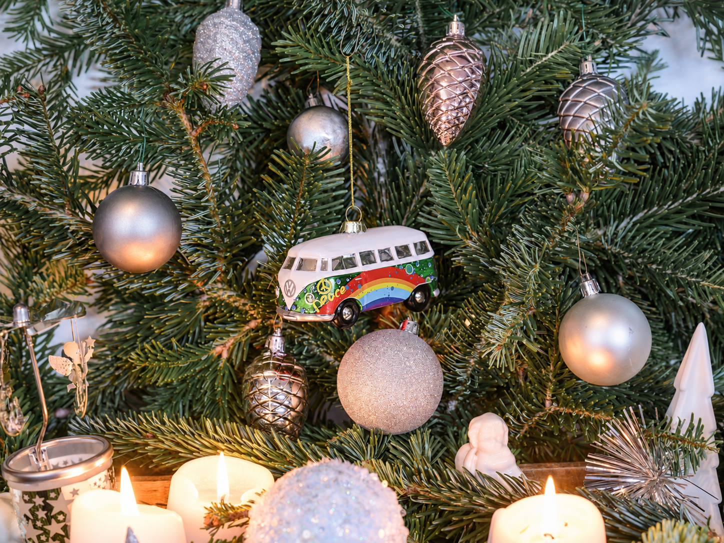 VW T1 Bulli Bus decorative pendant & glass Christmas ornament in gift box