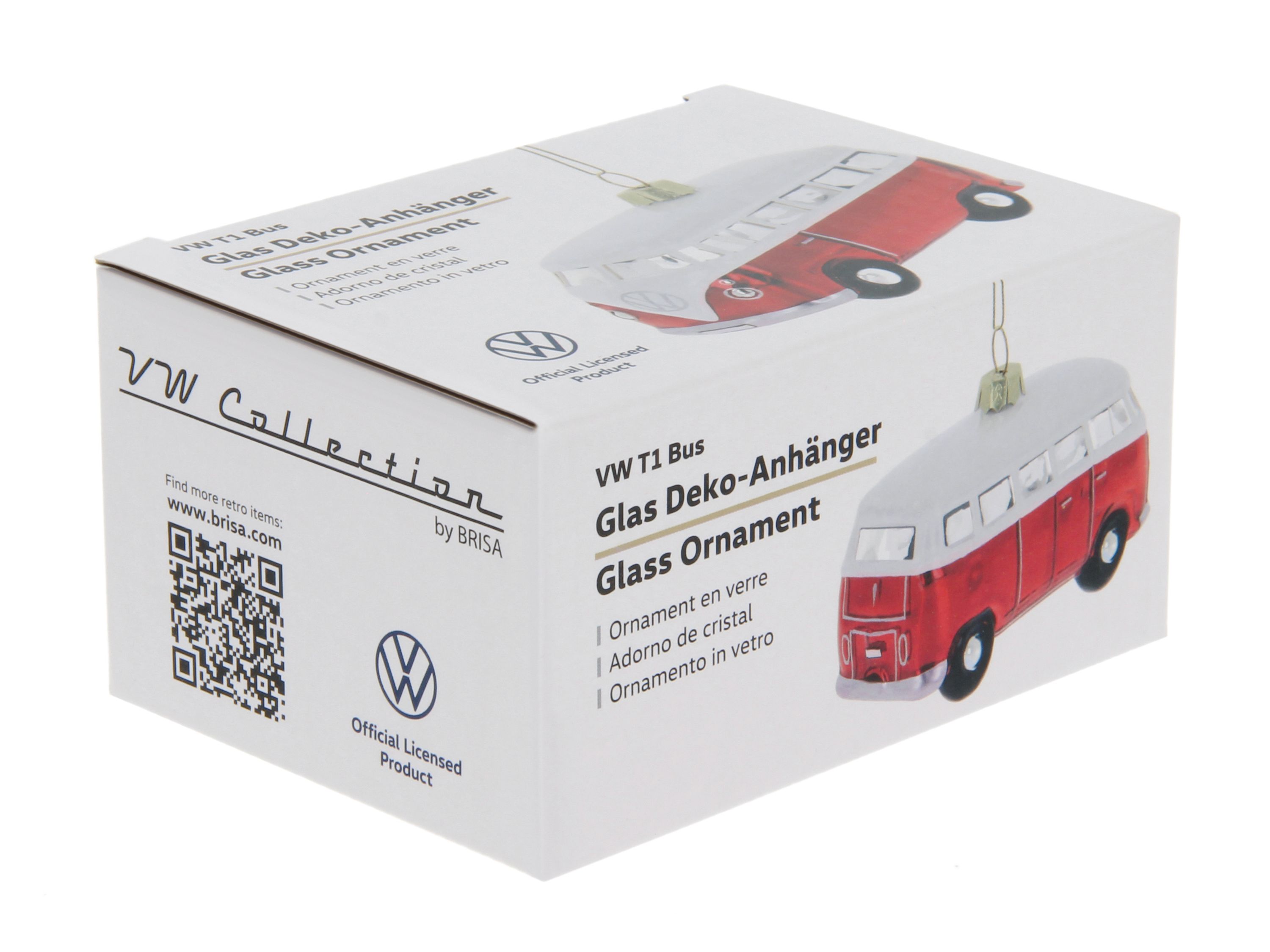 VW T1 Bulli Bus decorative pendant & glass Christmas ornament in gift box