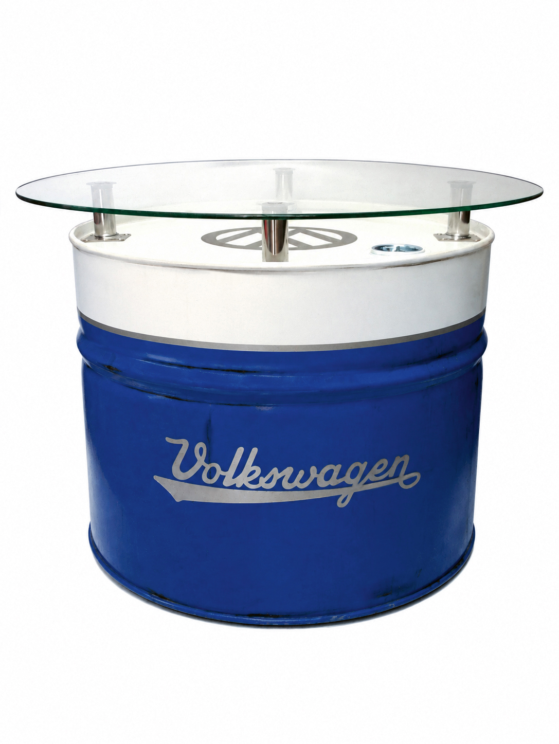 VW T1 Bus oil barrel table in vintage look (red/white or blue/white)