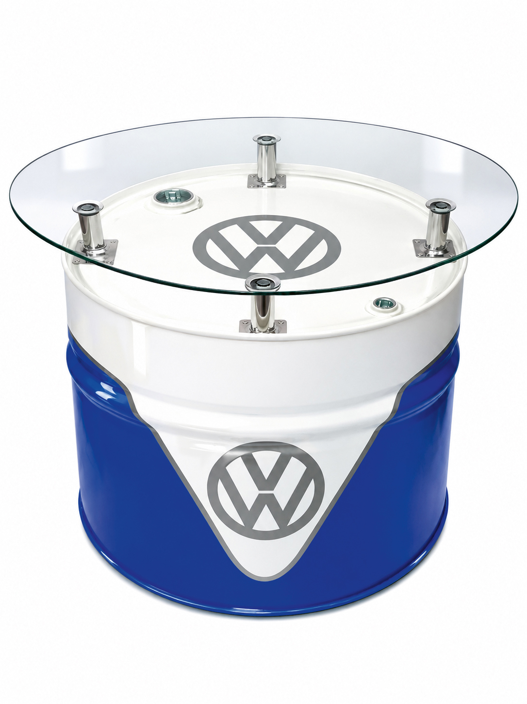 VW T1 Bus oil barrel table in vintage look (red/white or blue/white)