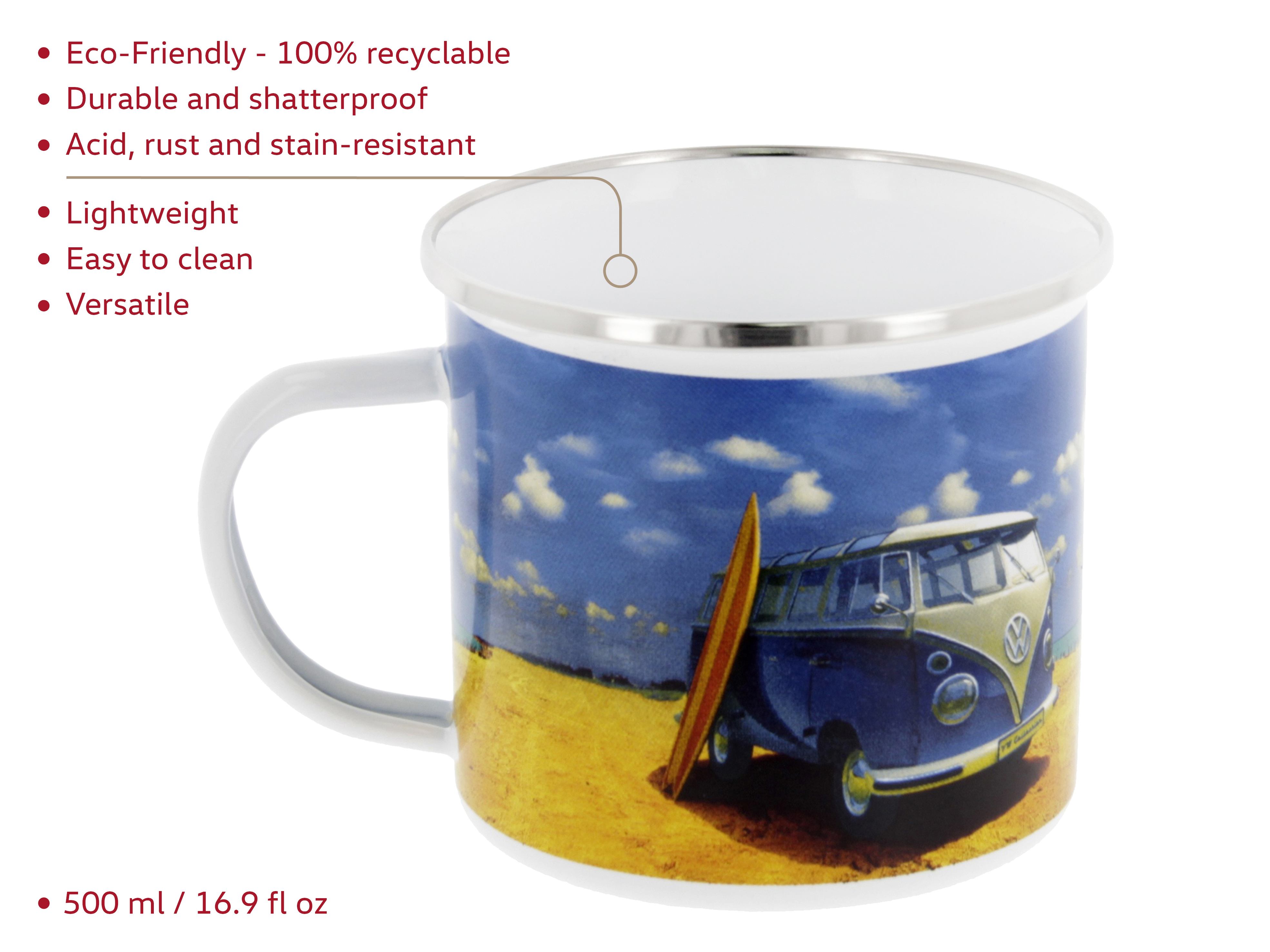VW T1 Bulli bus cup enameled 500ml