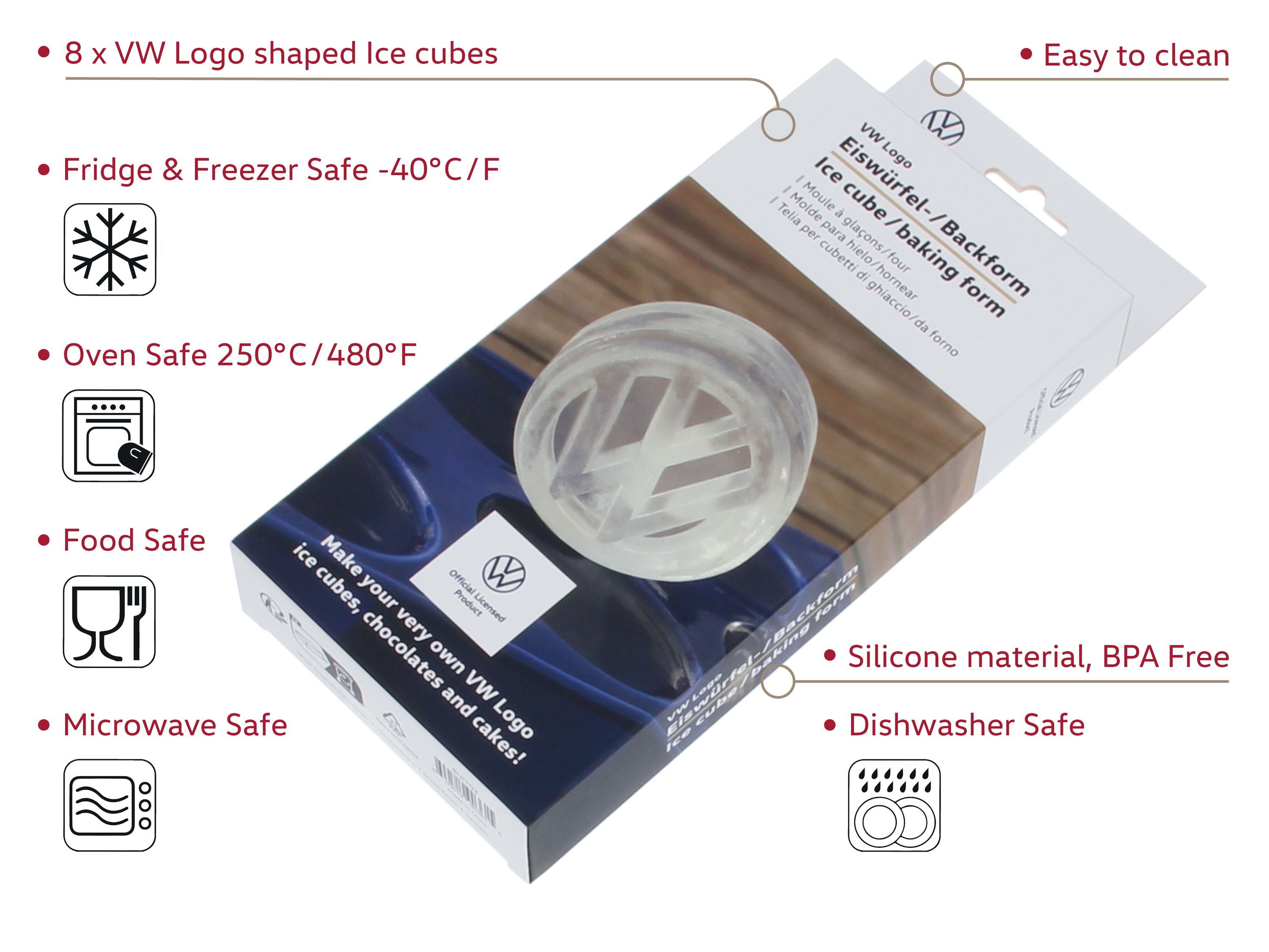 VW logo, T1 Bus, VW Beetle ice cube mold, baking mold, ice cube maker (silicone)