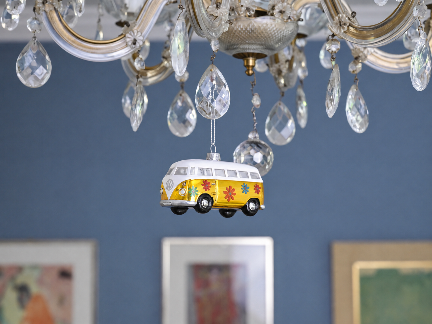 VW T1 Bulli Bus decorative pendant & glass Christmas ornament in gift box