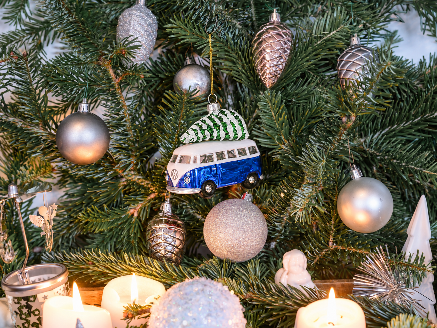 VW T1 Bulli Bus decorative pendant & glass Christmas ornament in gift box