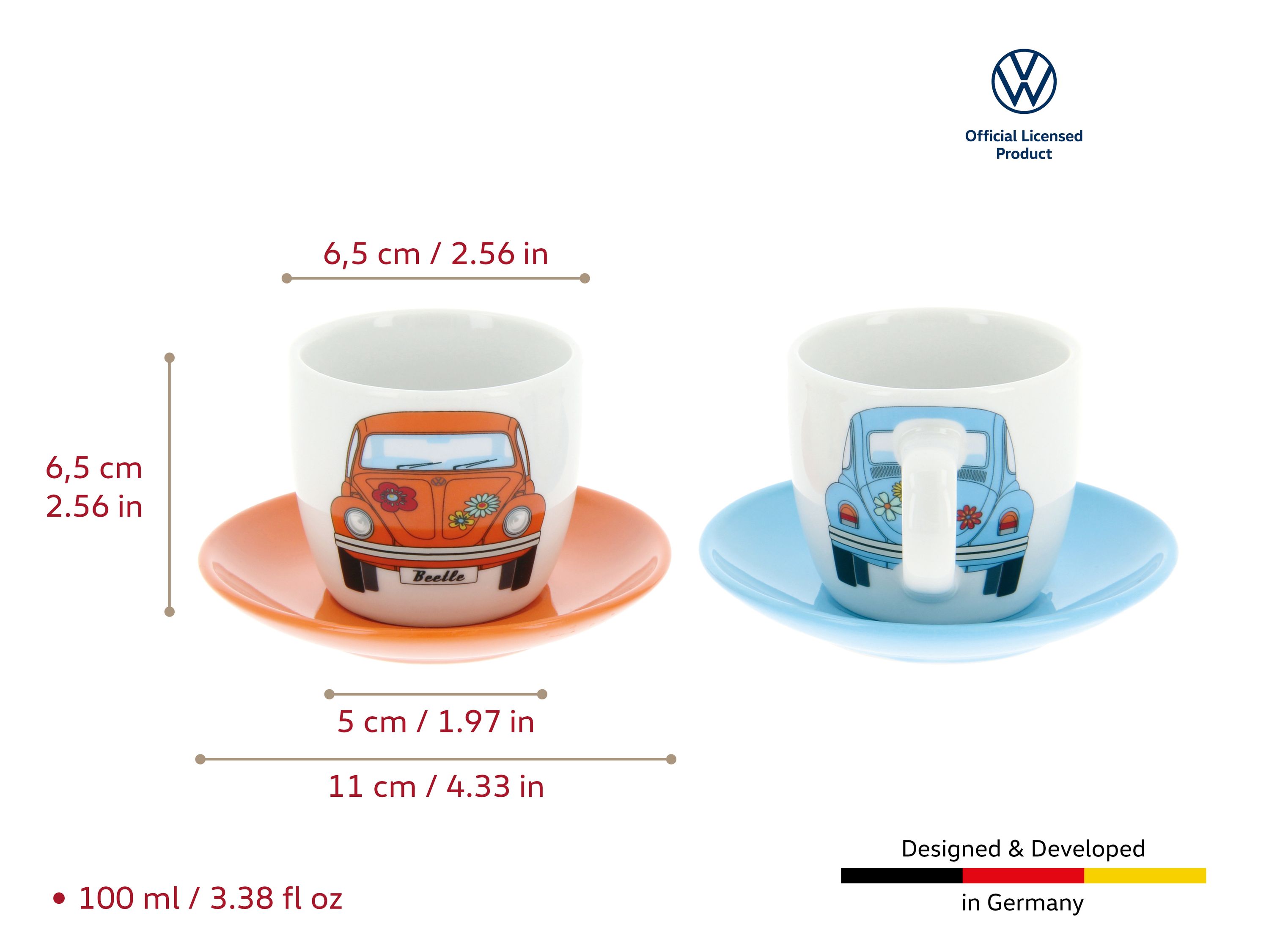 VW Käfer Espresso Tassen 2er Set 100ml