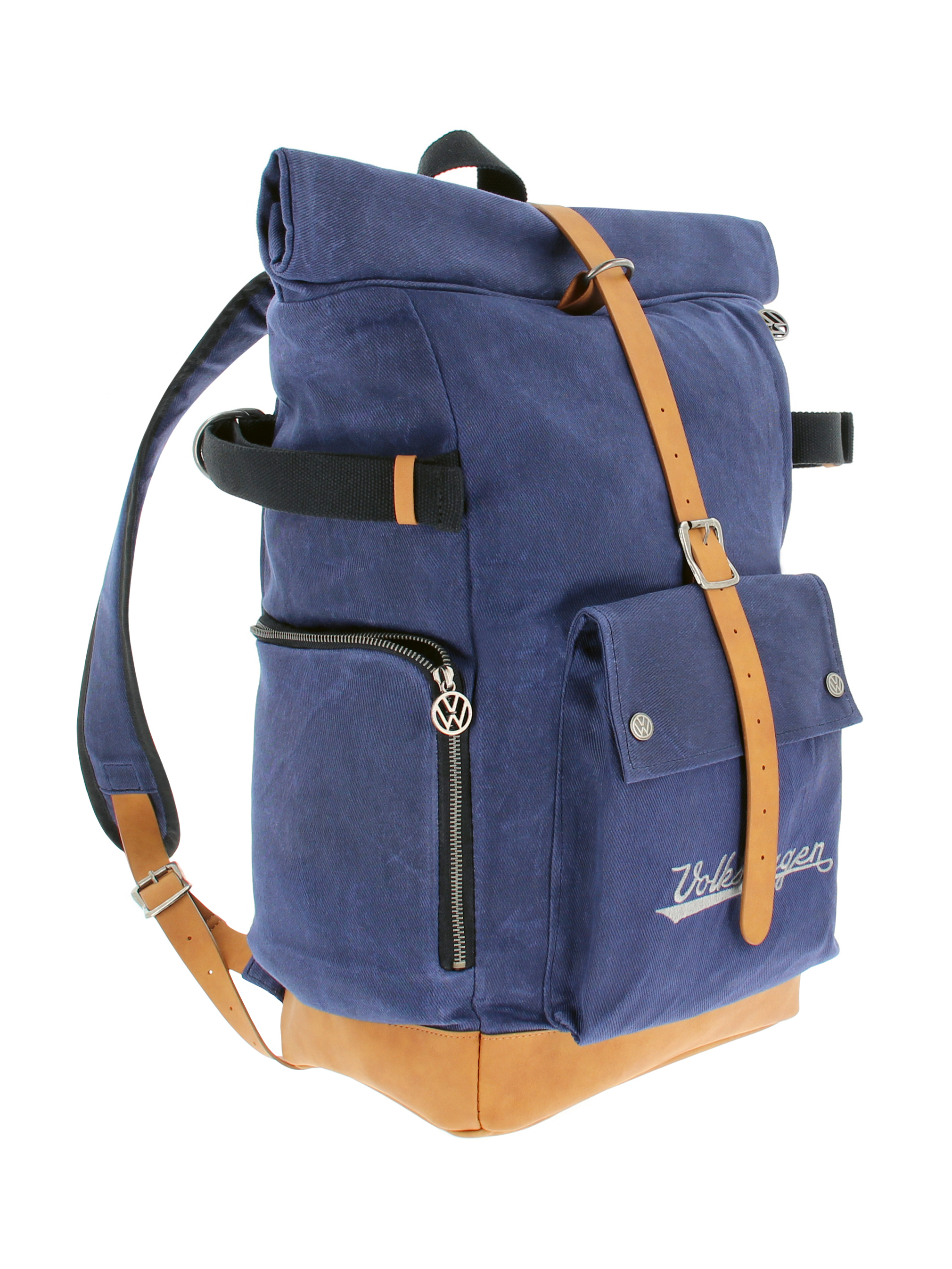 Rolltop Reise-Rucksack aus Rindsleder & gewachstem Segeltuch, wasserabweisend (25-35 Liter)