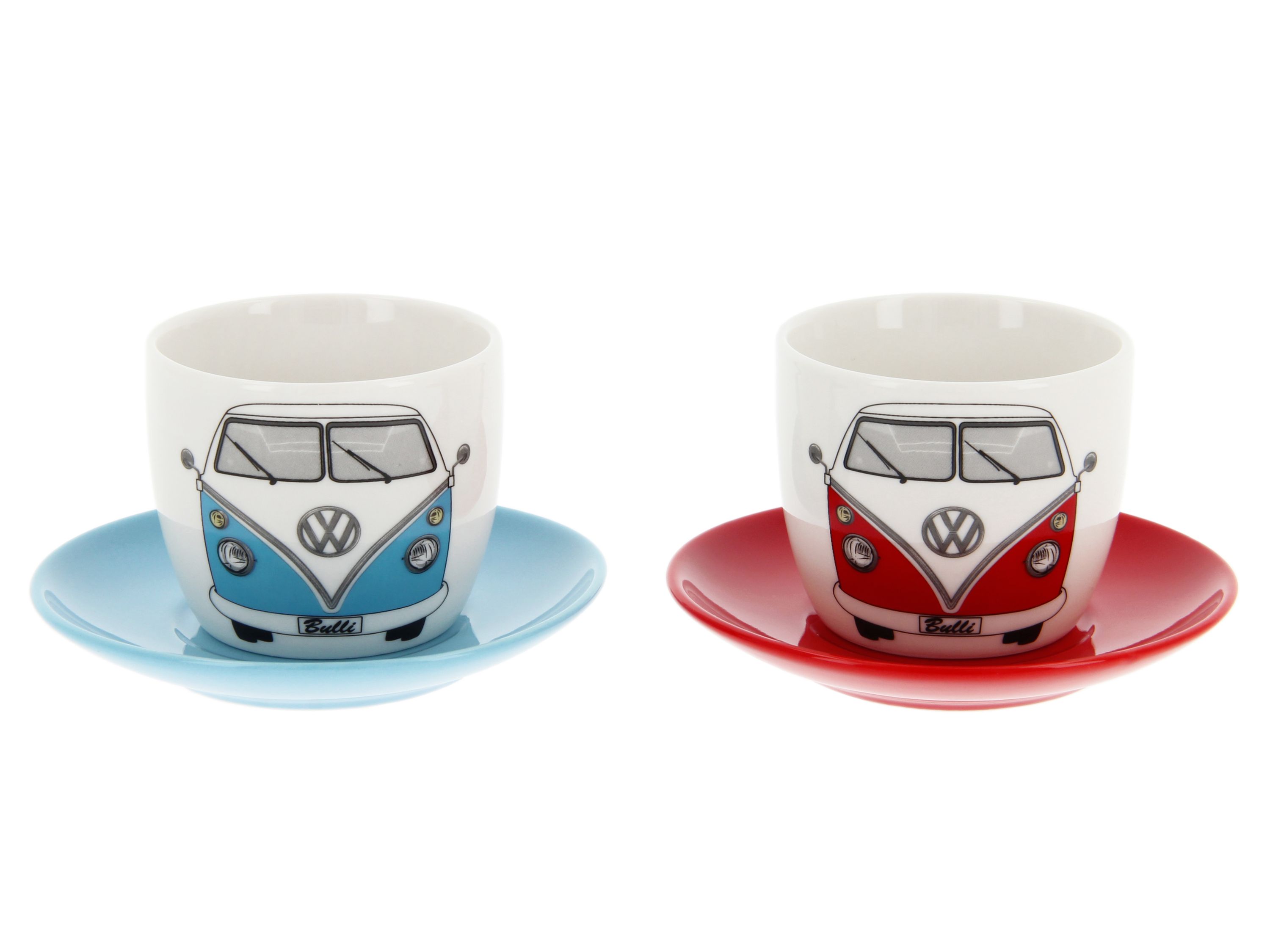 VW T1 Bus Espresso Cup 2-pc Set 100ml - front/red & blue