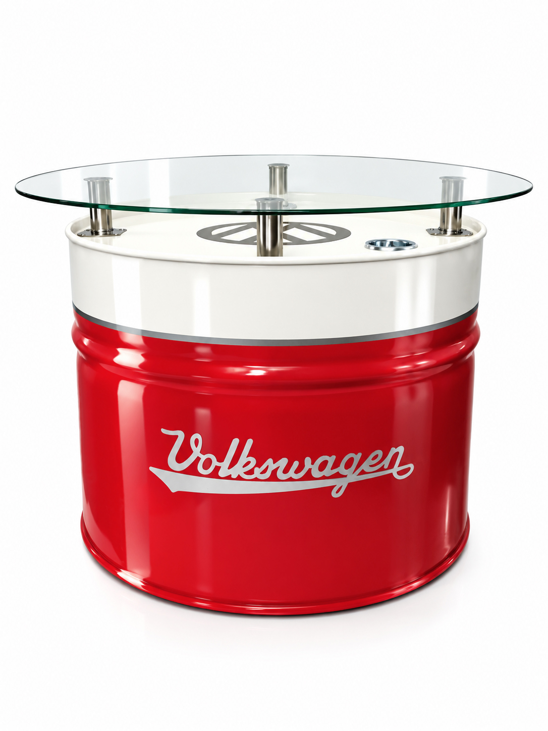 VW T1 Bus oil barrel table in vintage look (red/white or blue/white)