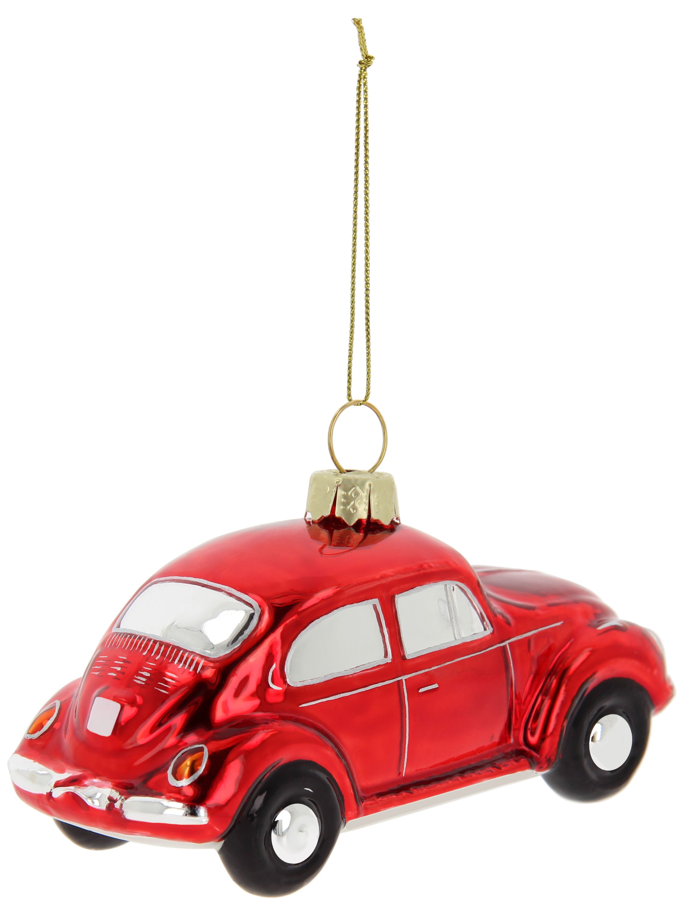 VW Beetle decorative pendant & glass Christmas ornament in gift box (Scale 1:40)