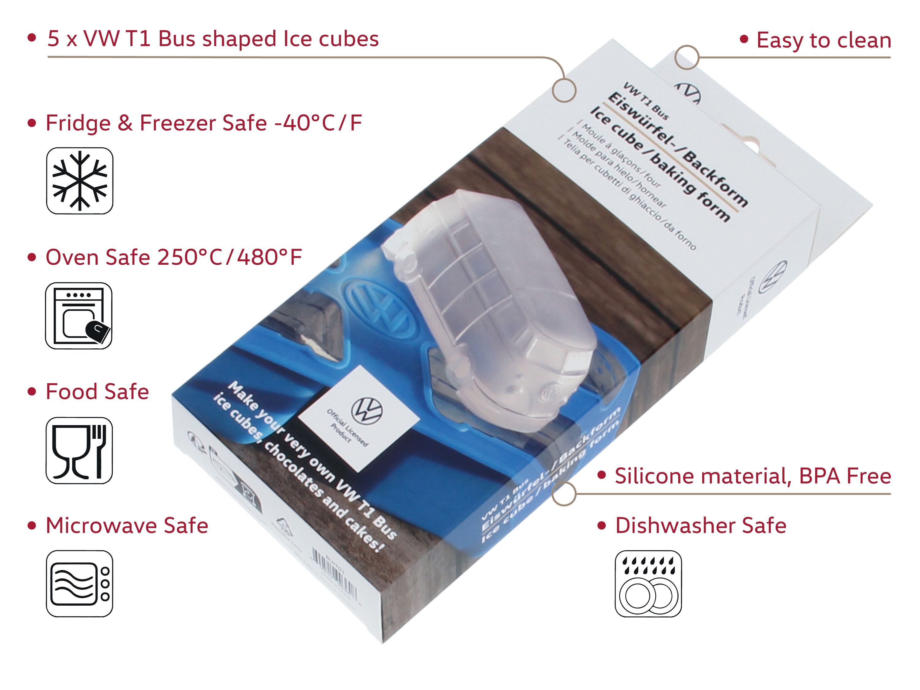 VW logo, T1 Bus, VW Beetle ice cube mold, baking mold, ice cube maker (silicone)