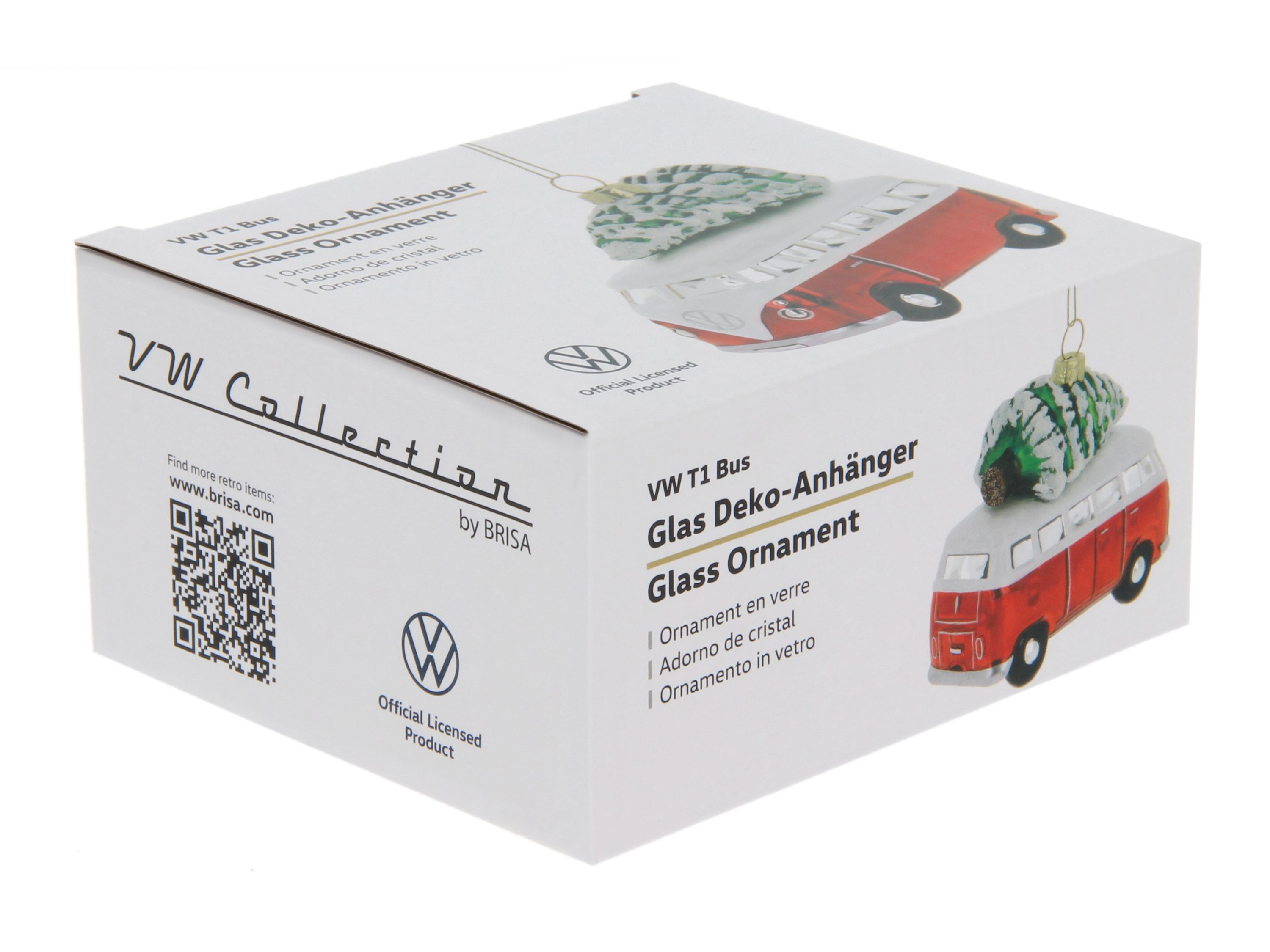 VW T1 Bulli Bus decorative pendant & glass Christmas ornament in gift box