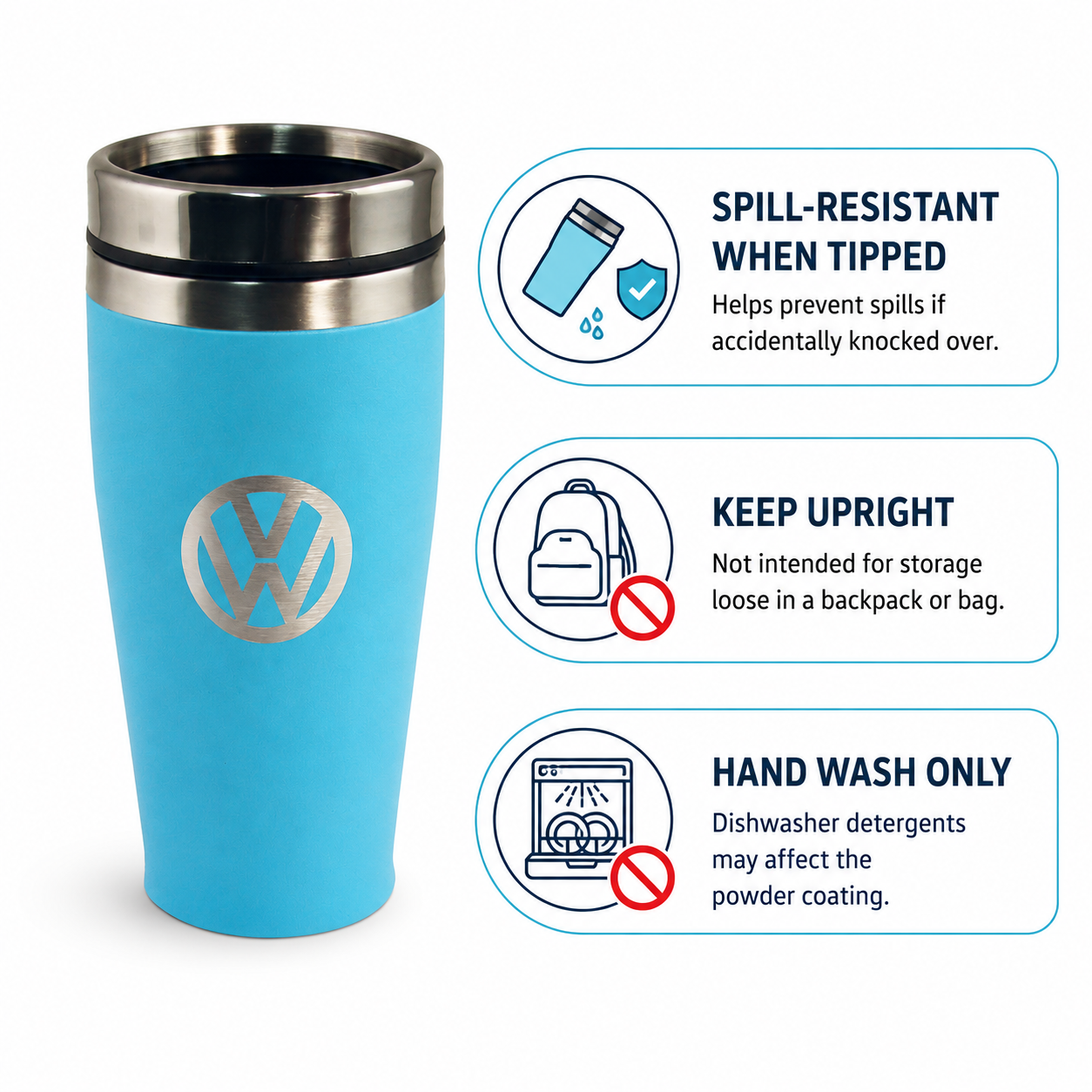 VW stainless steel thermo mug, double walled, 450ml