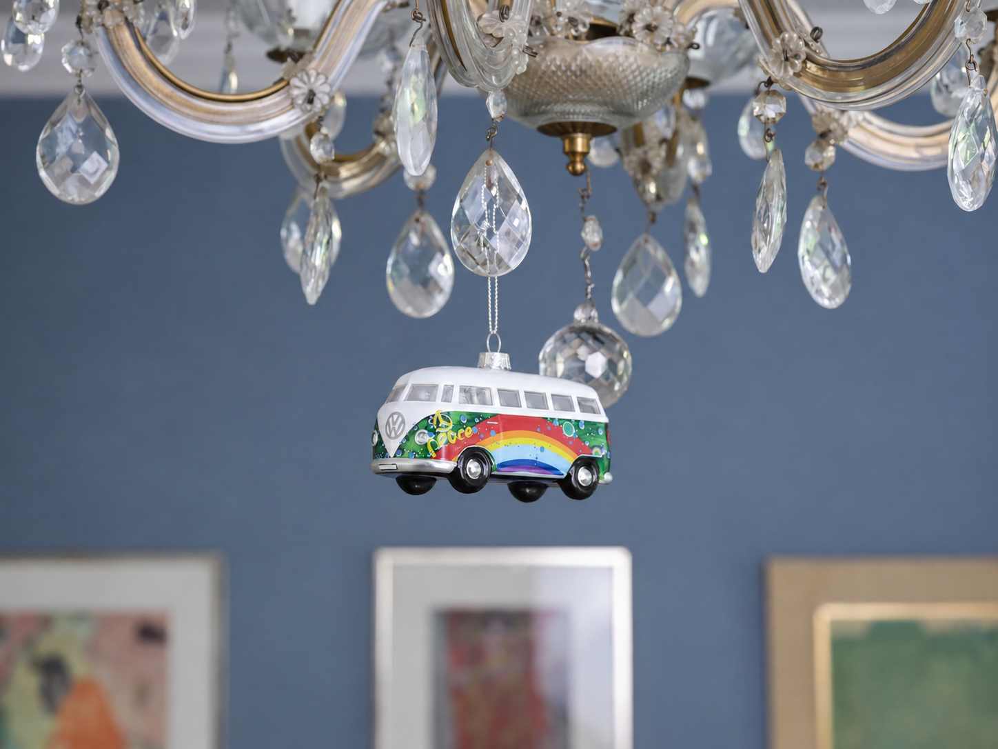 VW T1 Bulli Bus decorative pendant & glass Christmas ornament in gift box