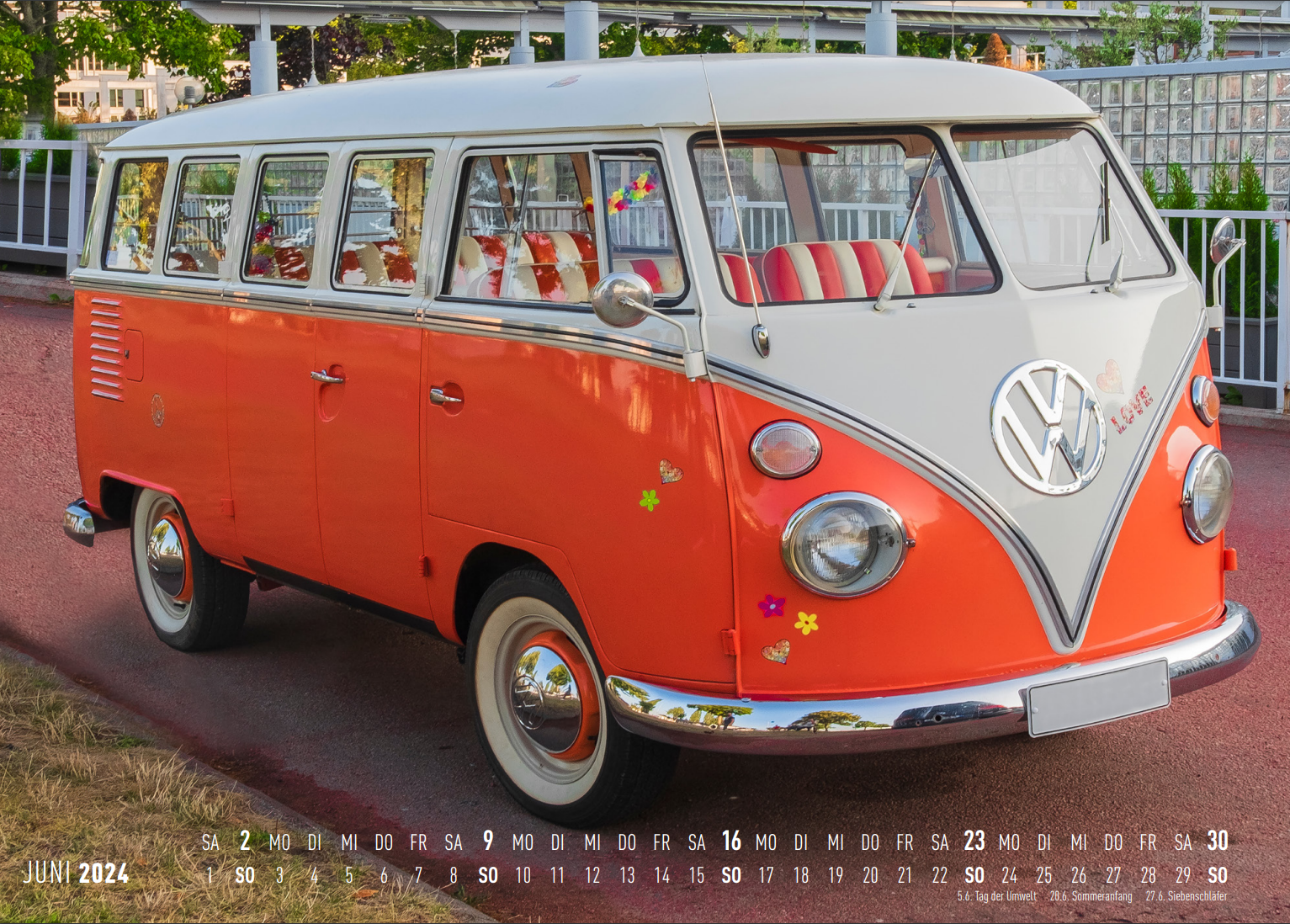Volkswagen Bulli Bus T1 Jahres-Kalender 2024 (Groß 70x50cm)