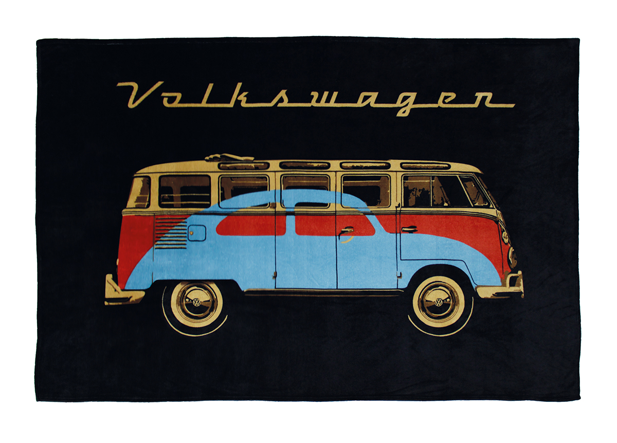 Manta polar VW Volkswagen, suave y acogedora (Sólo VW, motivo T1 o Escarabajo) (150x200cm)
