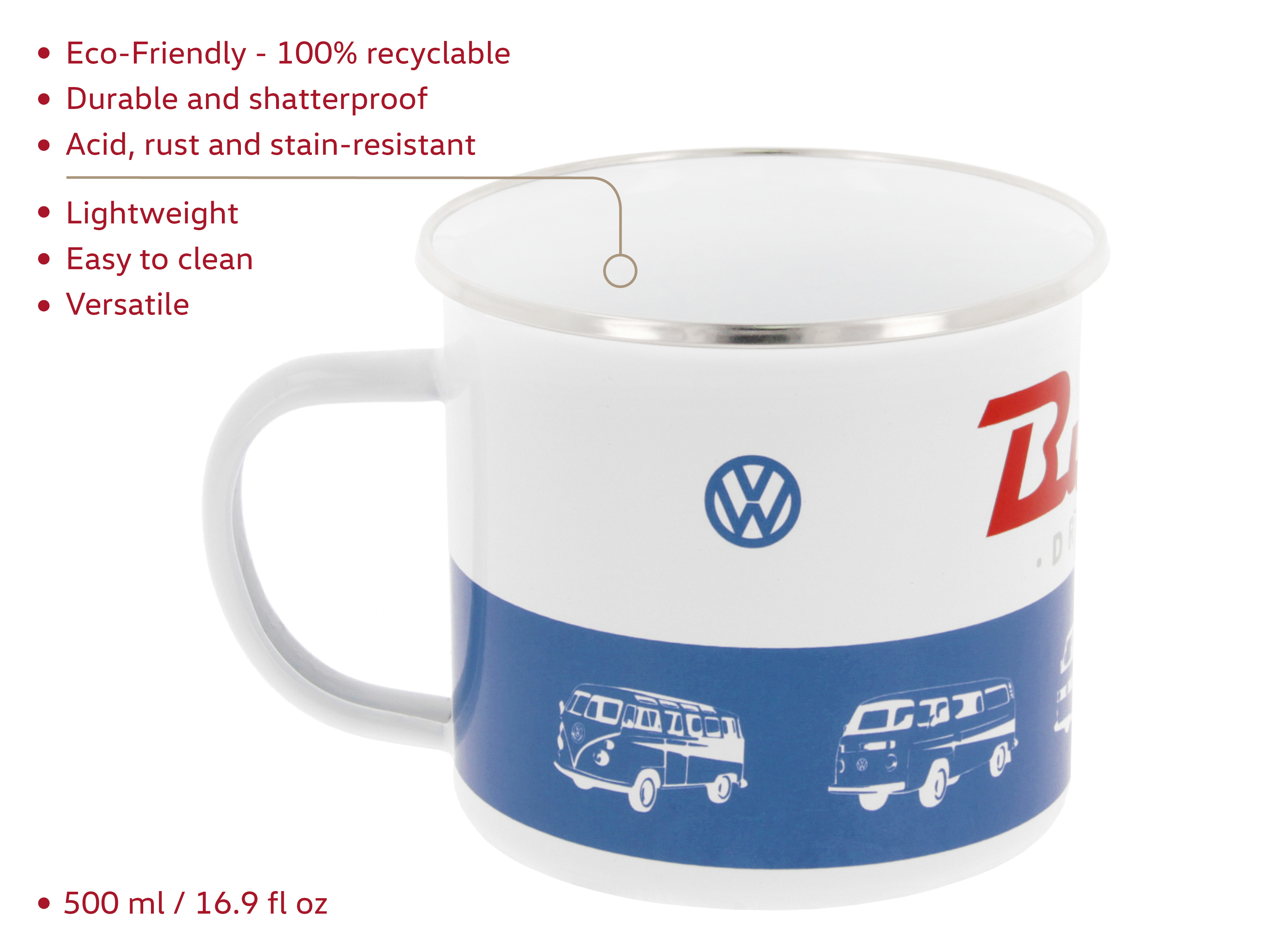 VW T1 Bulli bus cup enameled 500ml