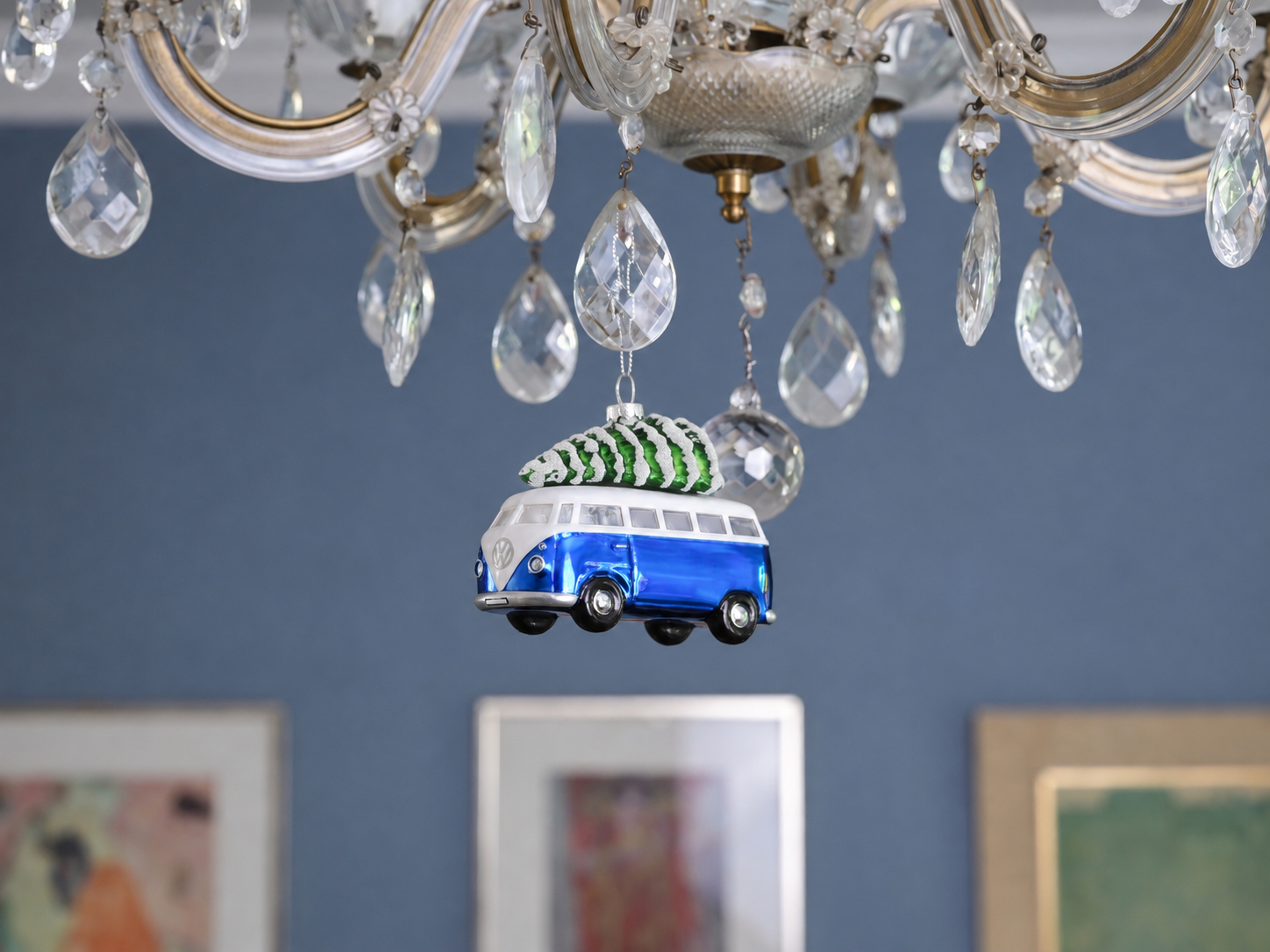VW T1 Bulli Bus decorative pendant & glass Christmas ornament in gift box