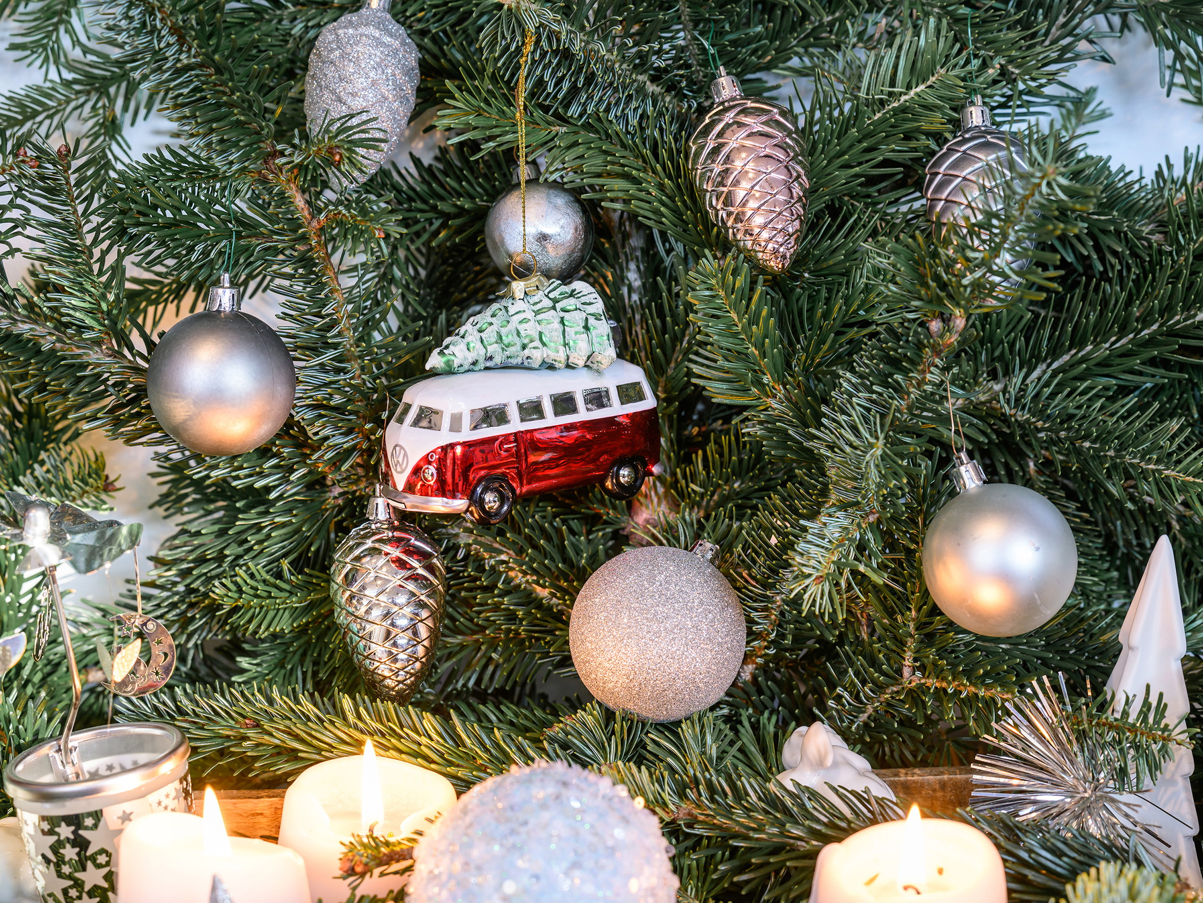 VW T1 Bulli Bus decorative pendant & glass Christmas ornament in gift box