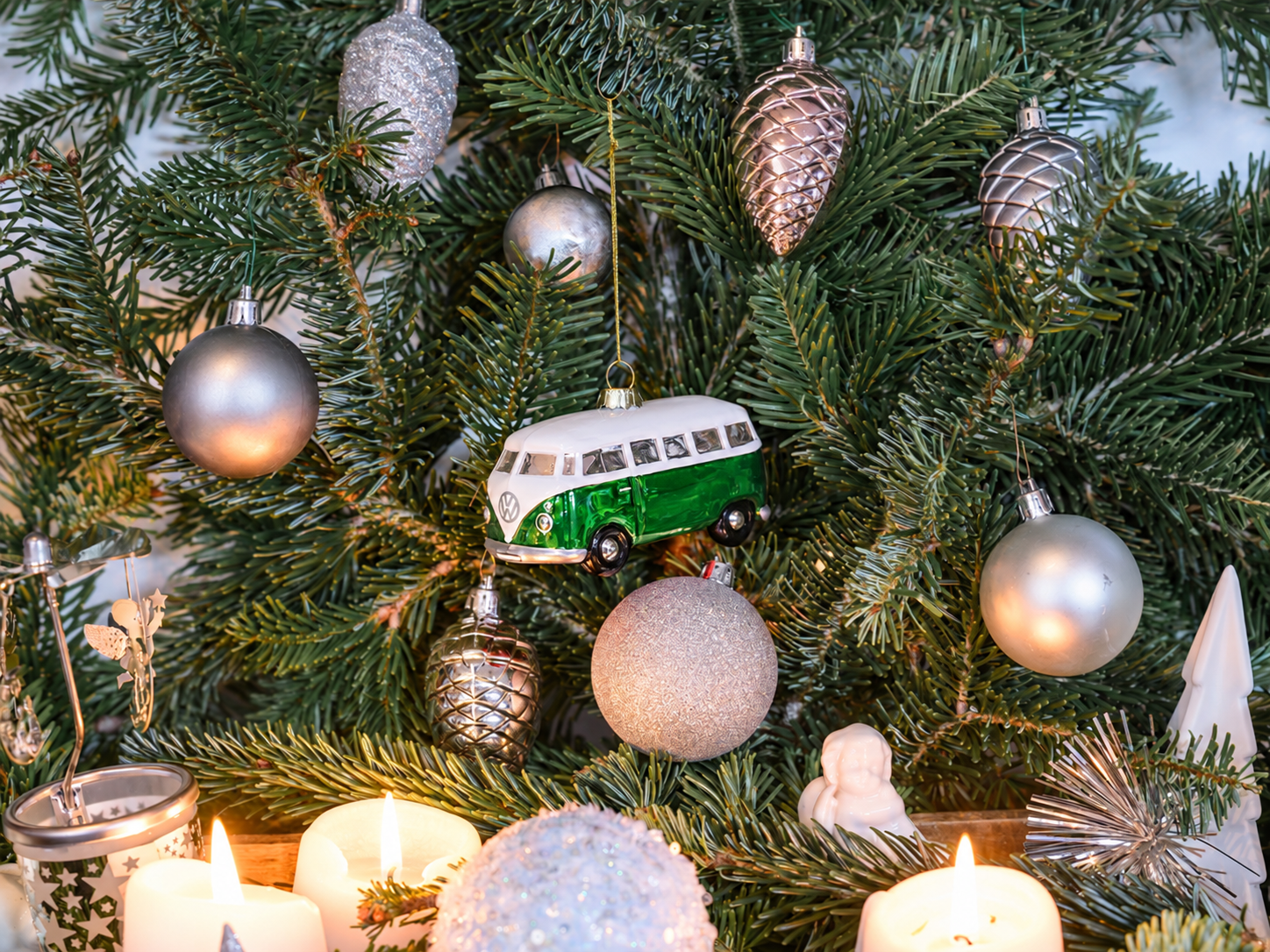 VW T1 Bulli Bus decorative pendant & glass Christmas ornament in gift box
