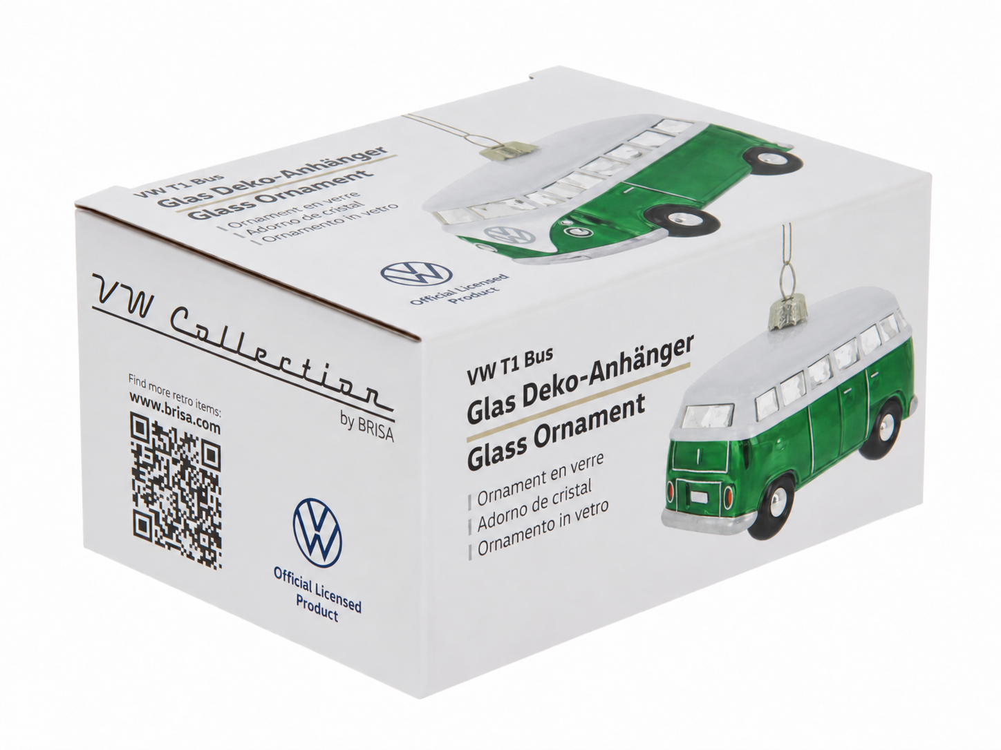 VW T1 Bulli Bus decorative pendant & glass Christmas ornament in gift box