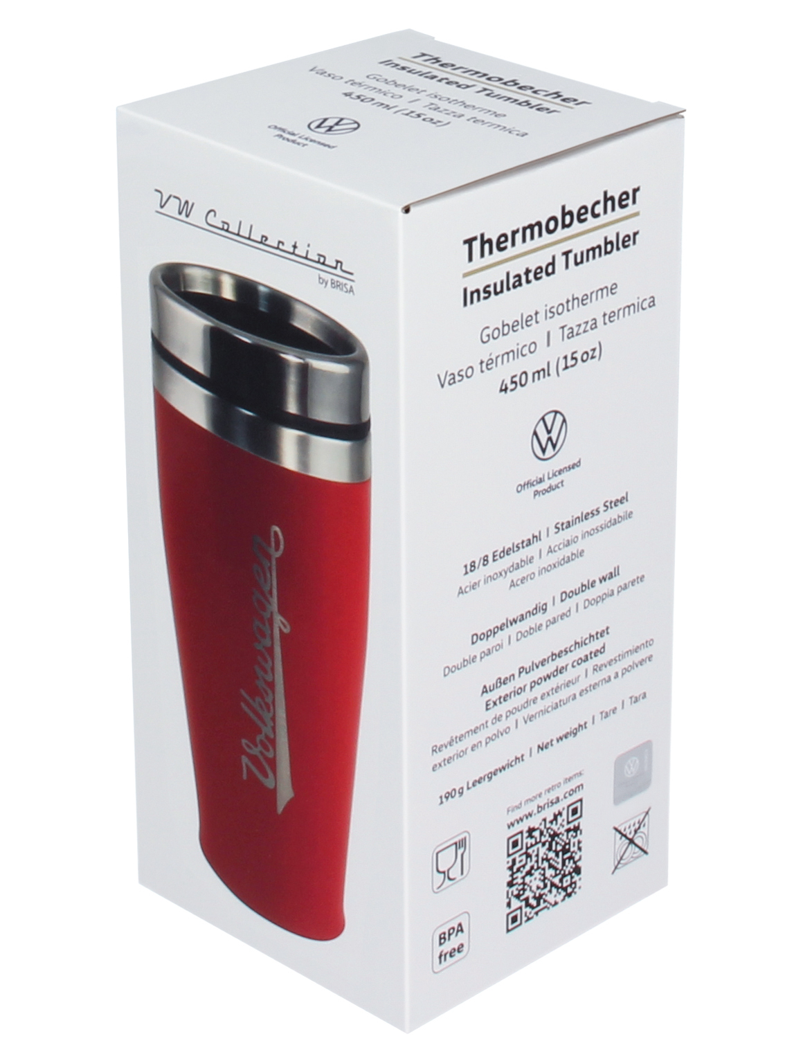 VW stainless steel thermo mug, double walled, 450ml