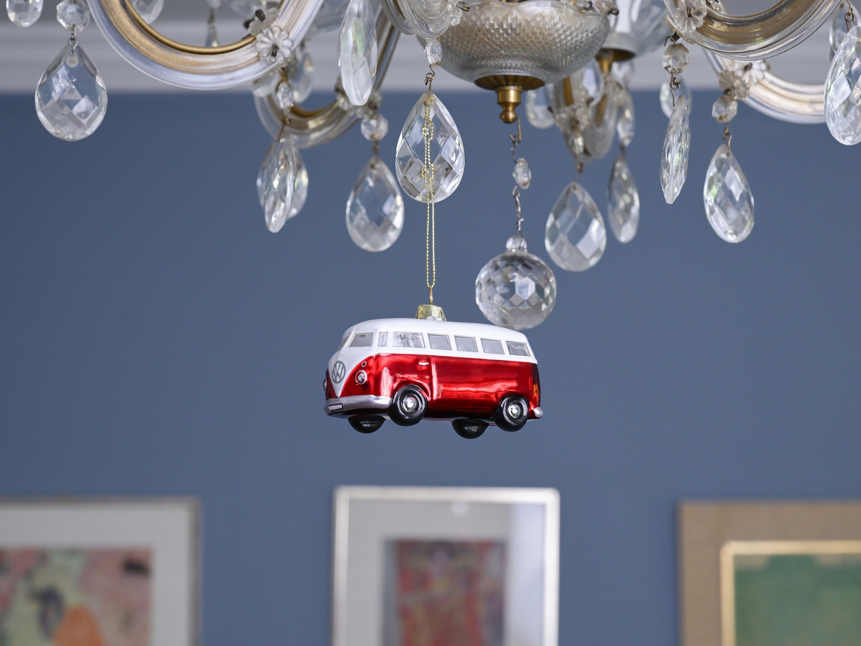 VW T1 Bulli Bus decorative pendant & glass Christmas ornament in gift box