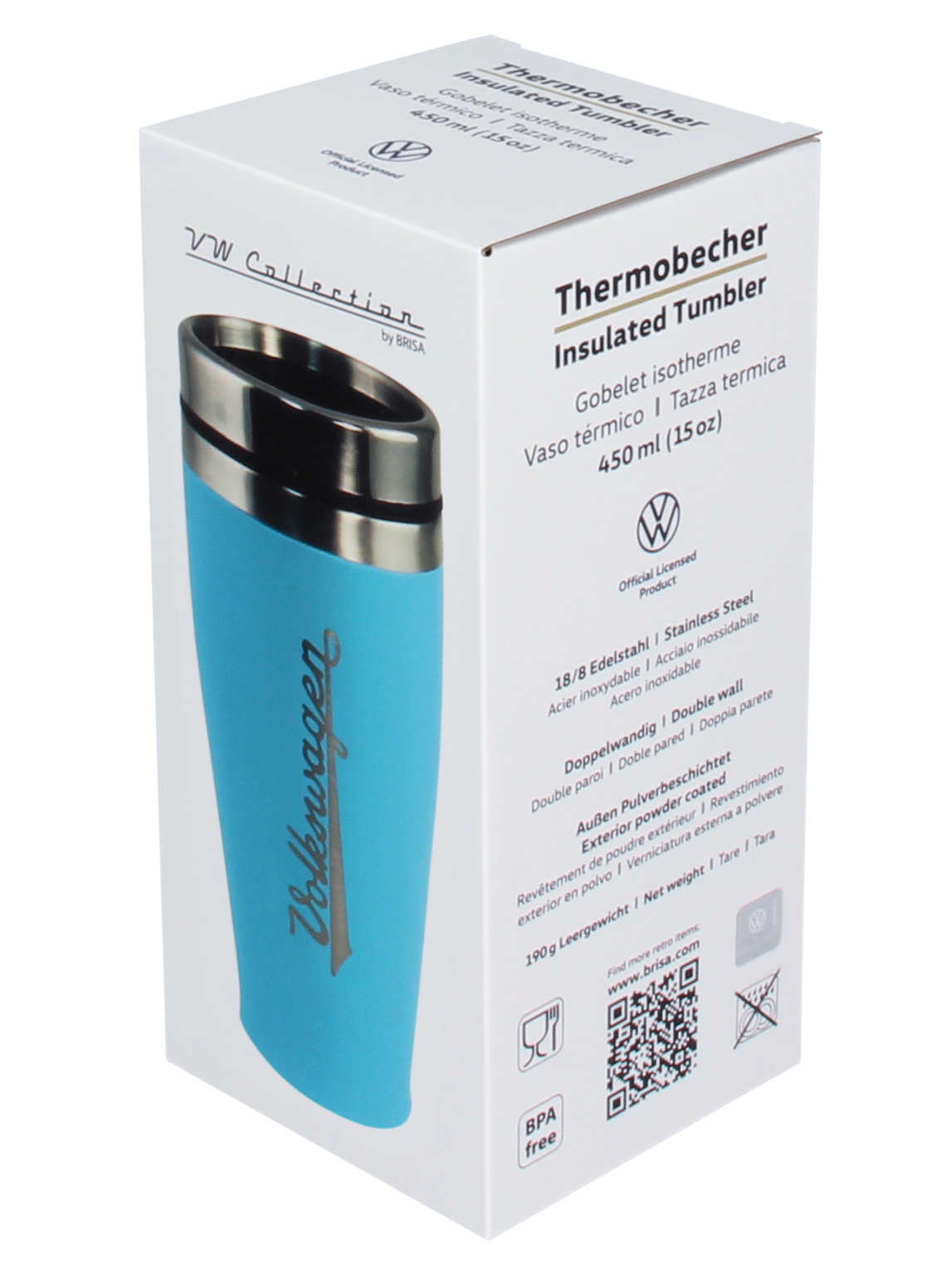 VW stainless steel thermo mug, double walled, 450ml