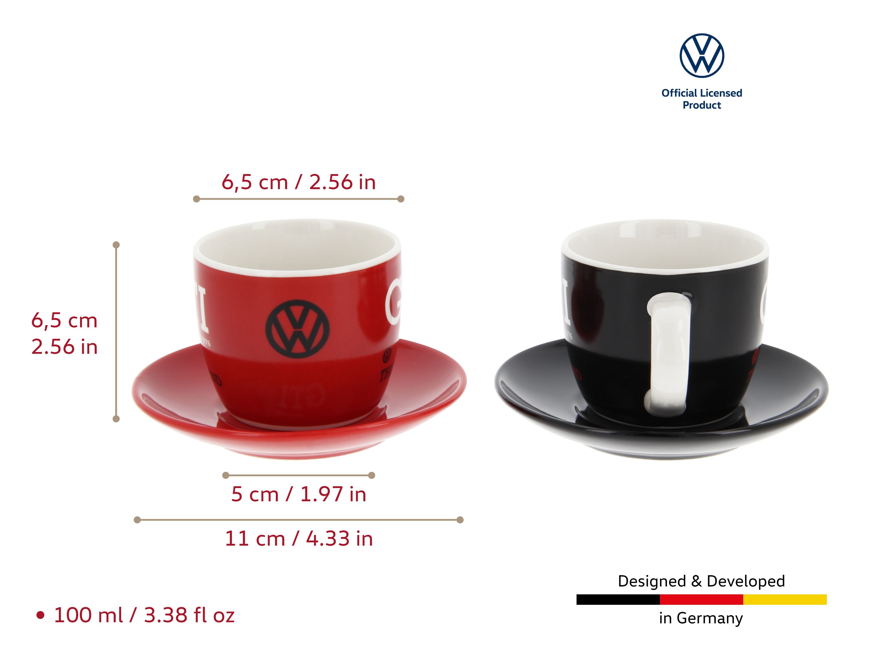 VW GTI Espresso Tassen 2er Set 100ml