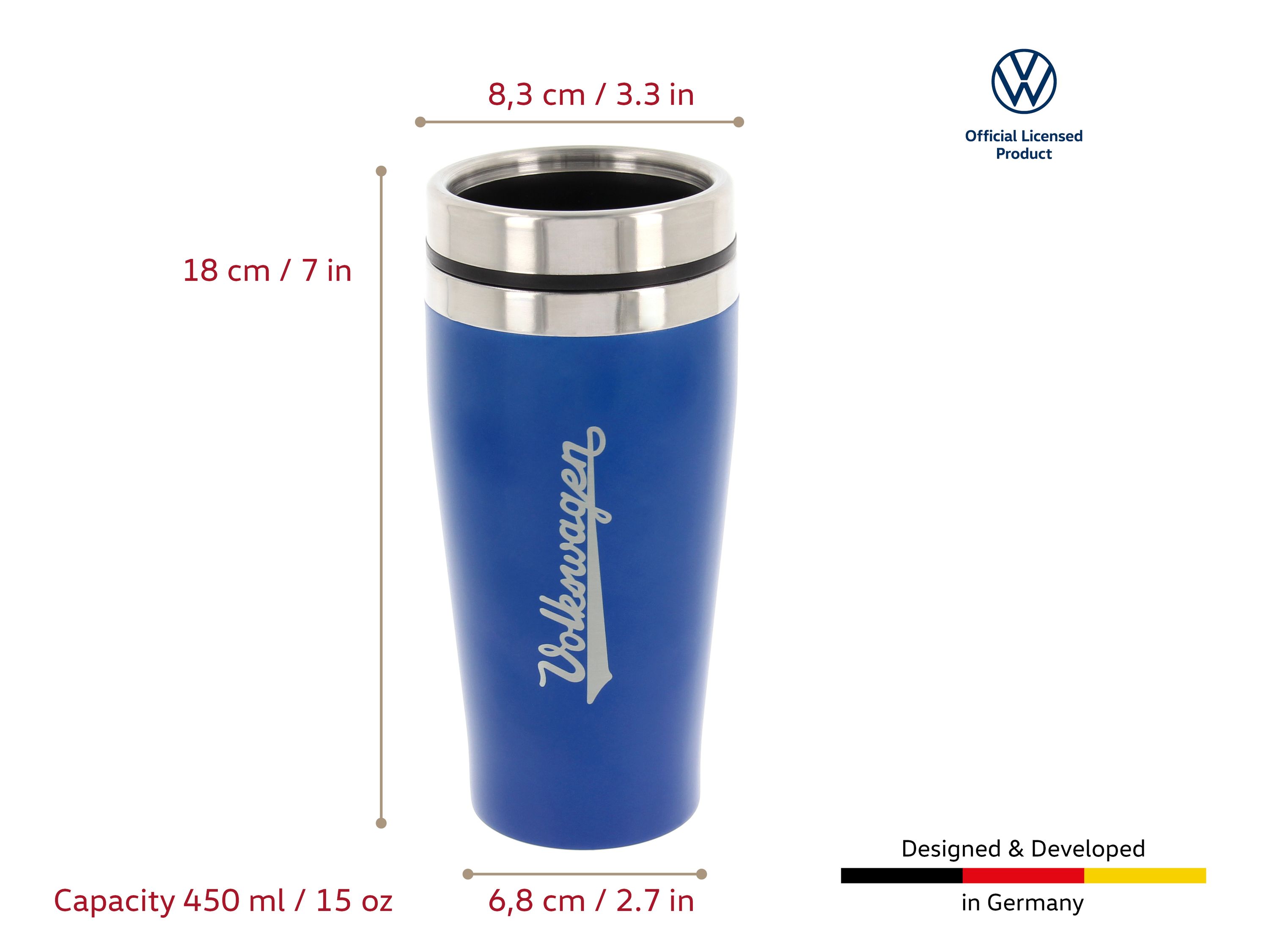 VW stainless steel thermo mug, double walled, 450ml
