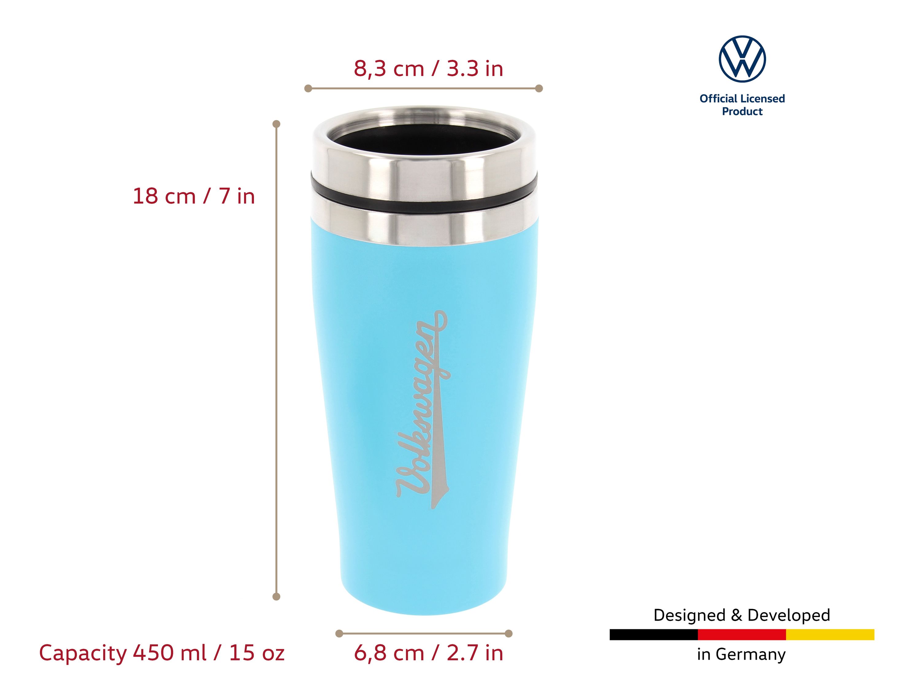 VW stainless steel thermo mug, double walled, 450ml