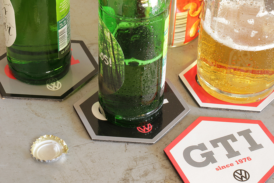 VW GTI coaster set of 4 - hexagon/4 colors