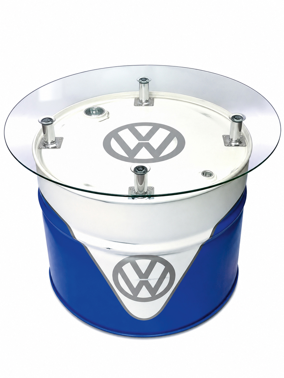 VW T1 Bus oil barrel table in vintage look (red/white or blue/white)