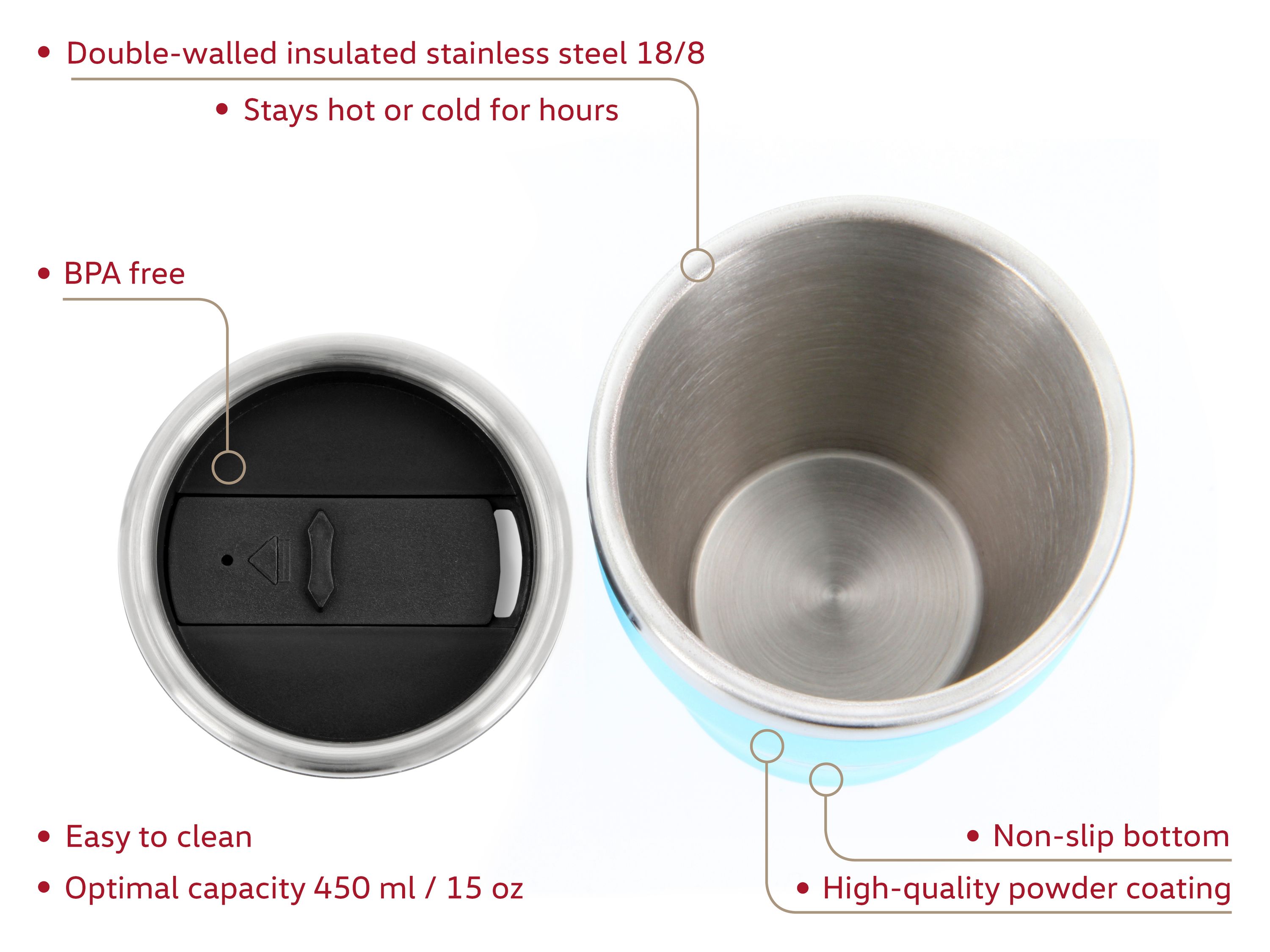 VW stainless steel thermo mug, double walled, 450ml