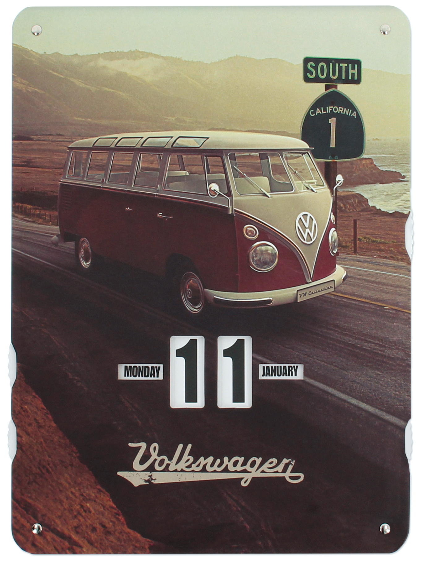 VW T1 Bulli Bus Endloskalender in klassischen Volkswagen Designs (37 x 27 x 0,5 cm)