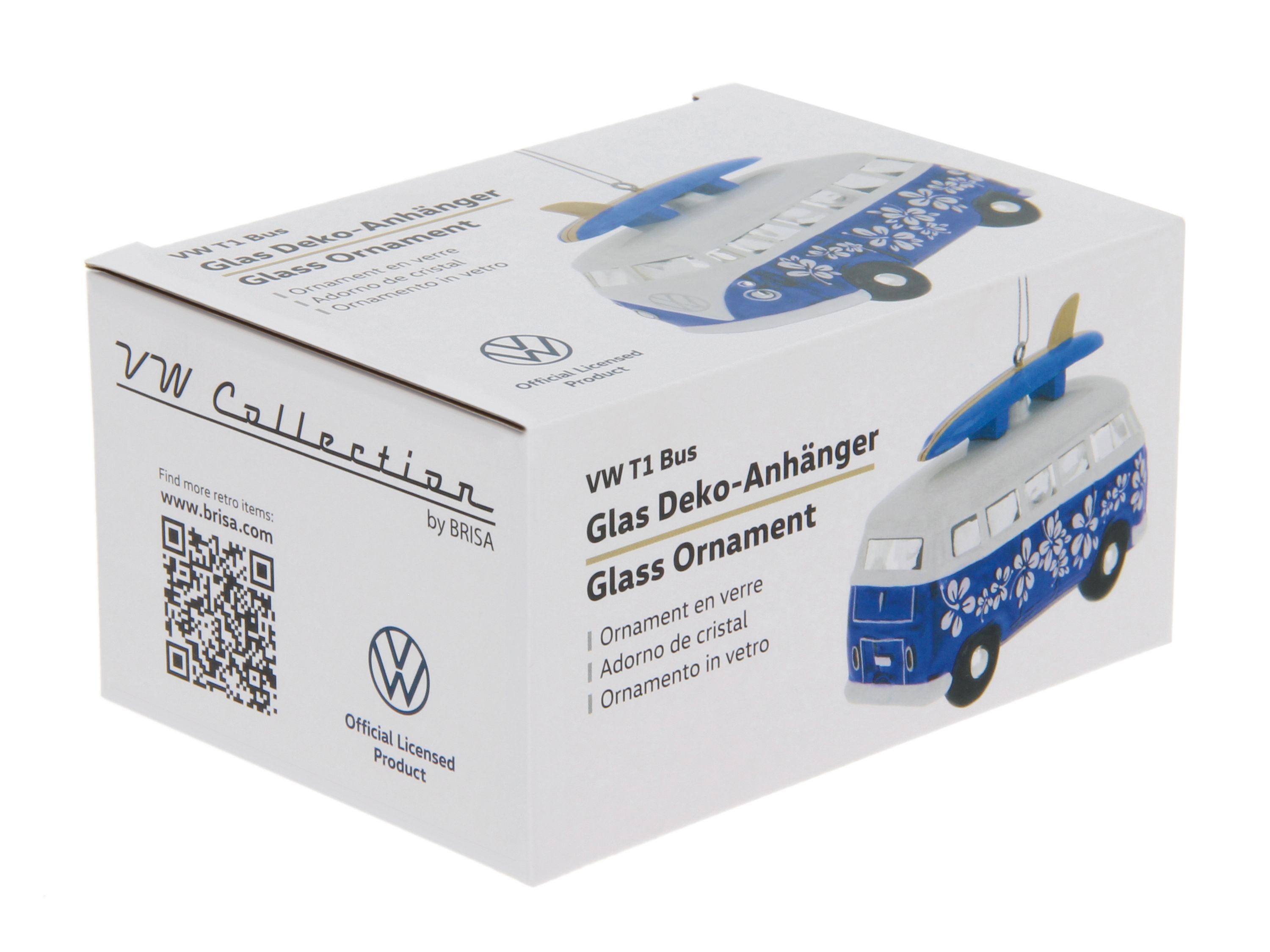 VW T1 Bulli Bus decorative pendant & glass Christmas ornament in gift box