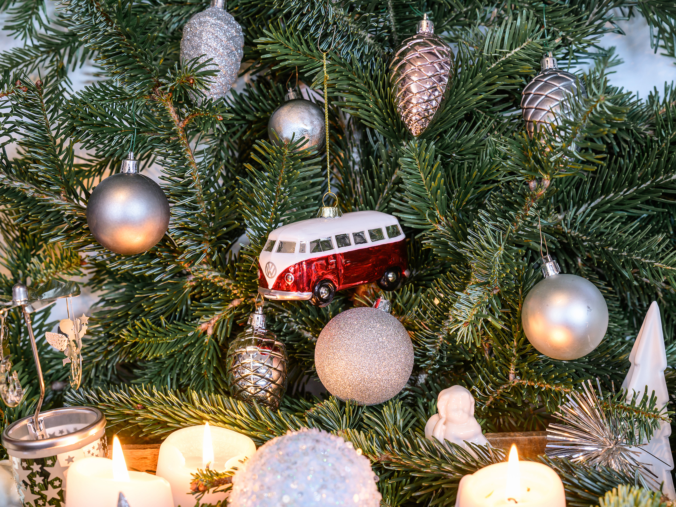 VW T1 Bulli Bus decorative pendant & glass Christmas ornament in gift box