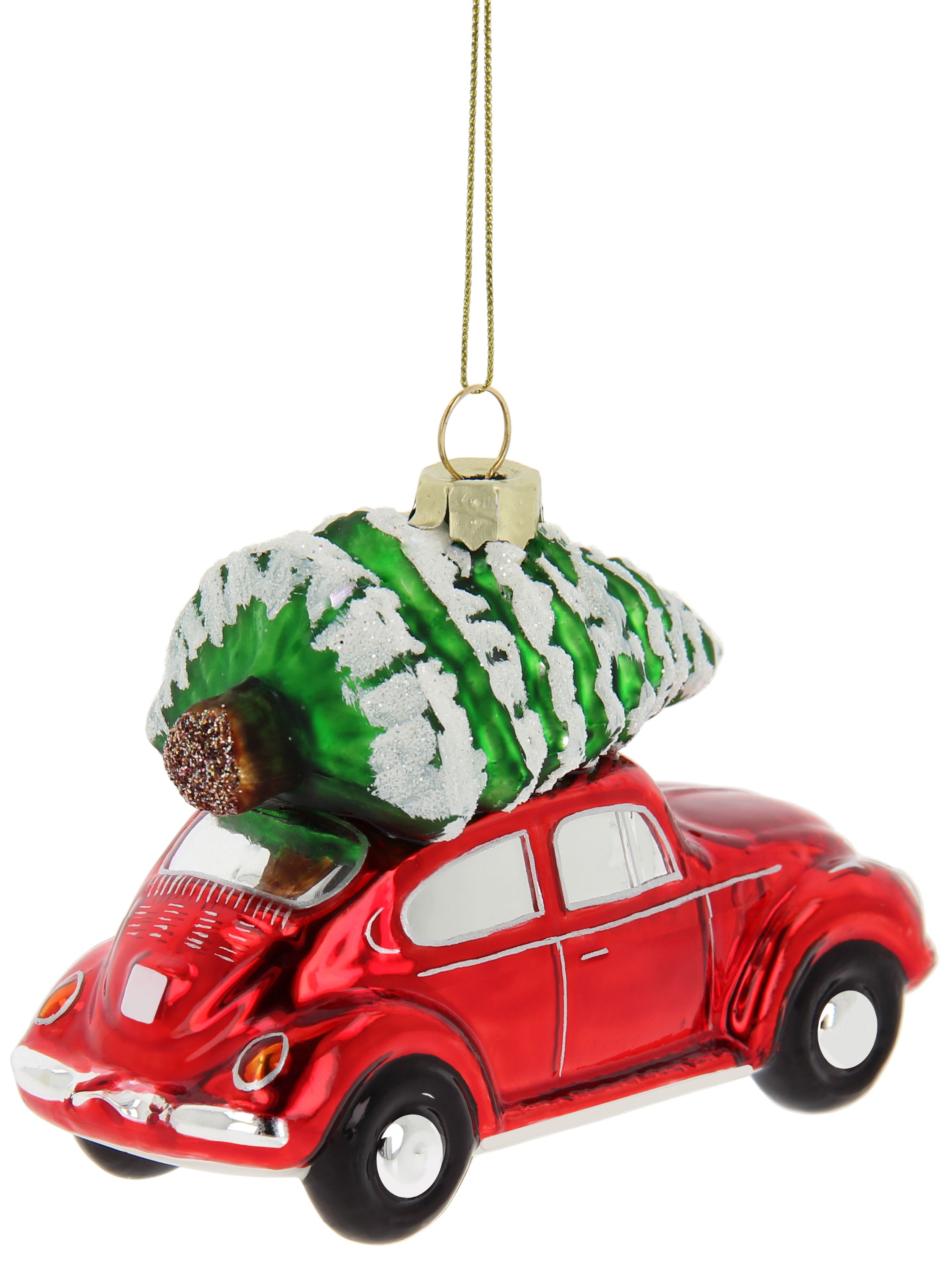 Colgante decorativo VW Escarabajo y adorno navideño de cristal en caja de regalo